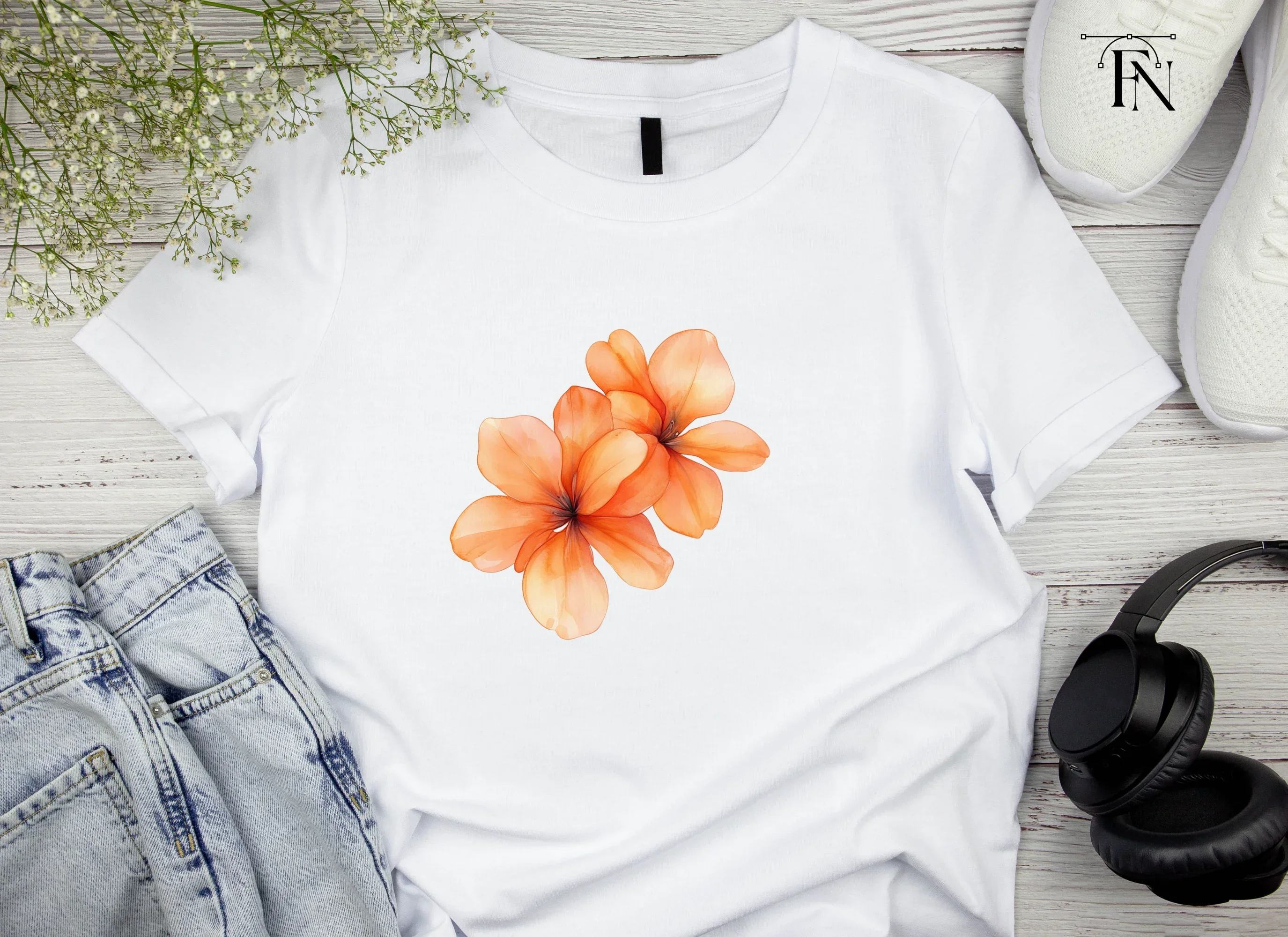 Orange Flower Clusters Clipart Bundle - Image 3