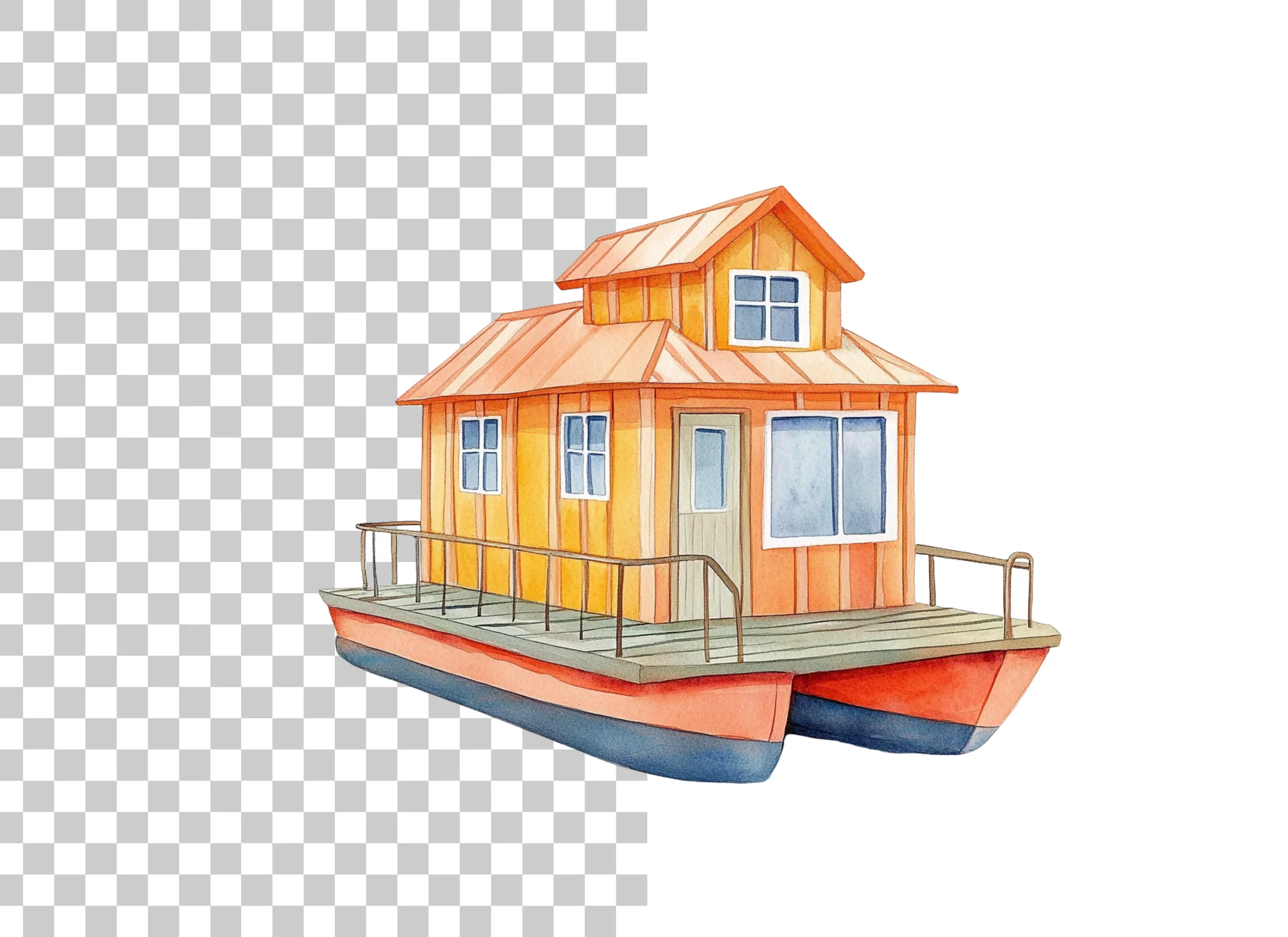 Orange Houseboat Clipart Bundle - Image 2