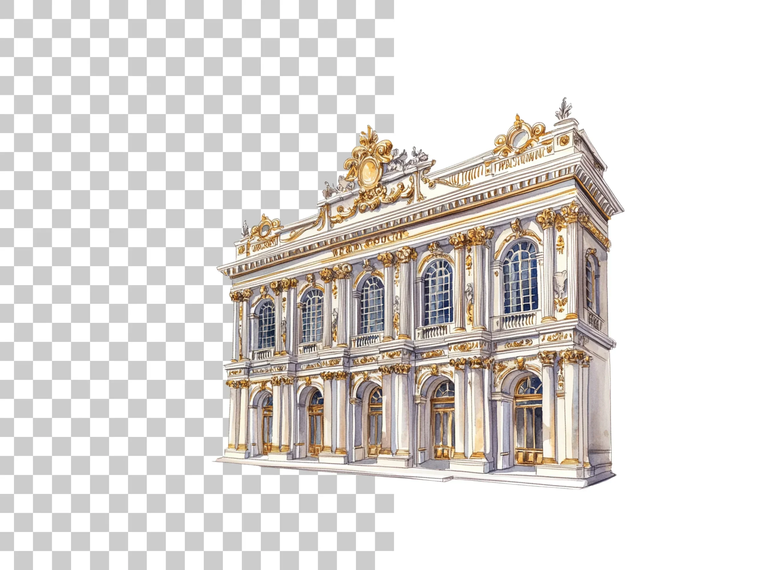Ornate Baroque Palace Building Clipart Bundle - Image 6