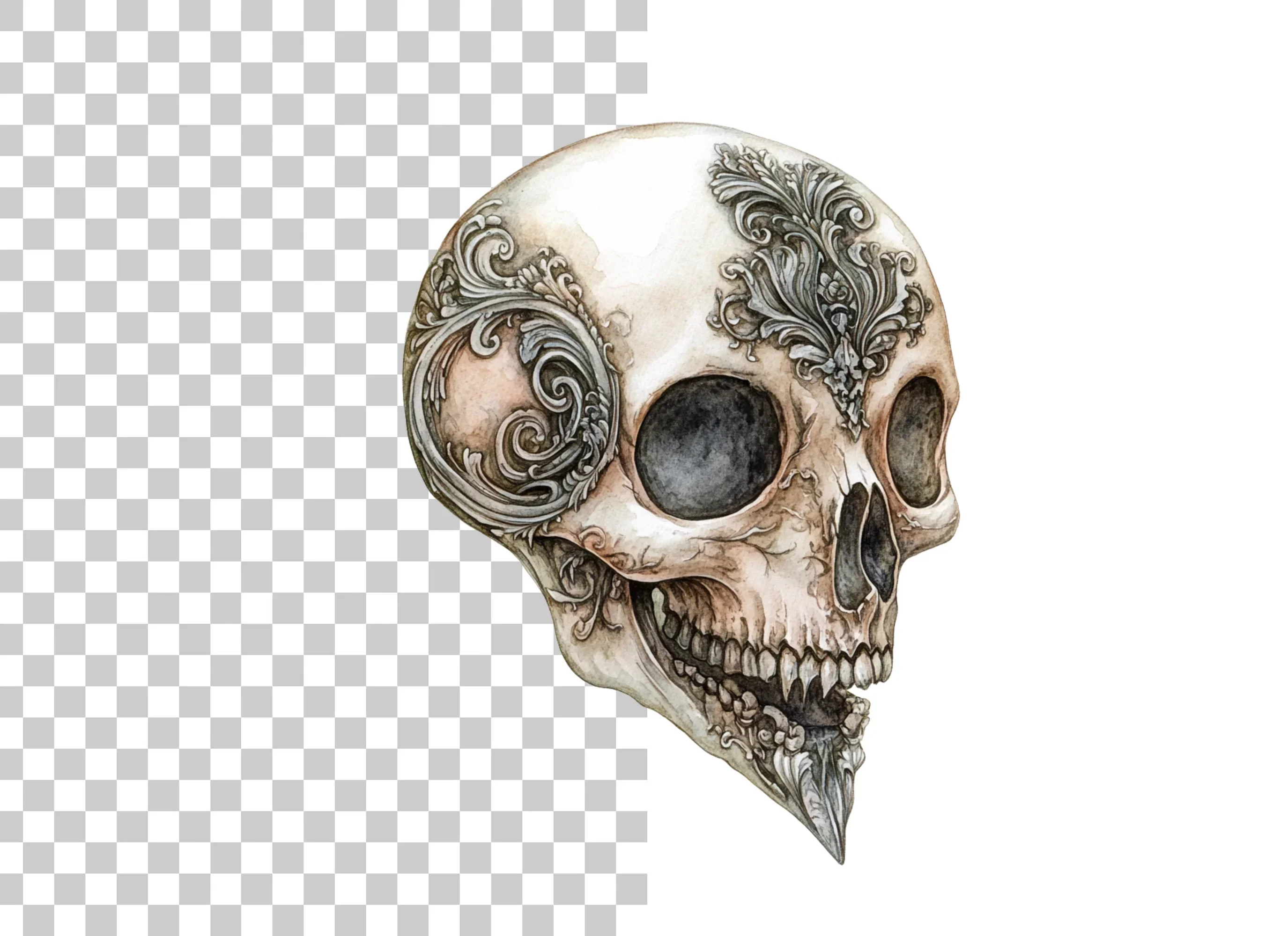 Ornate Bird Skull Clipart Bundle - Image 2