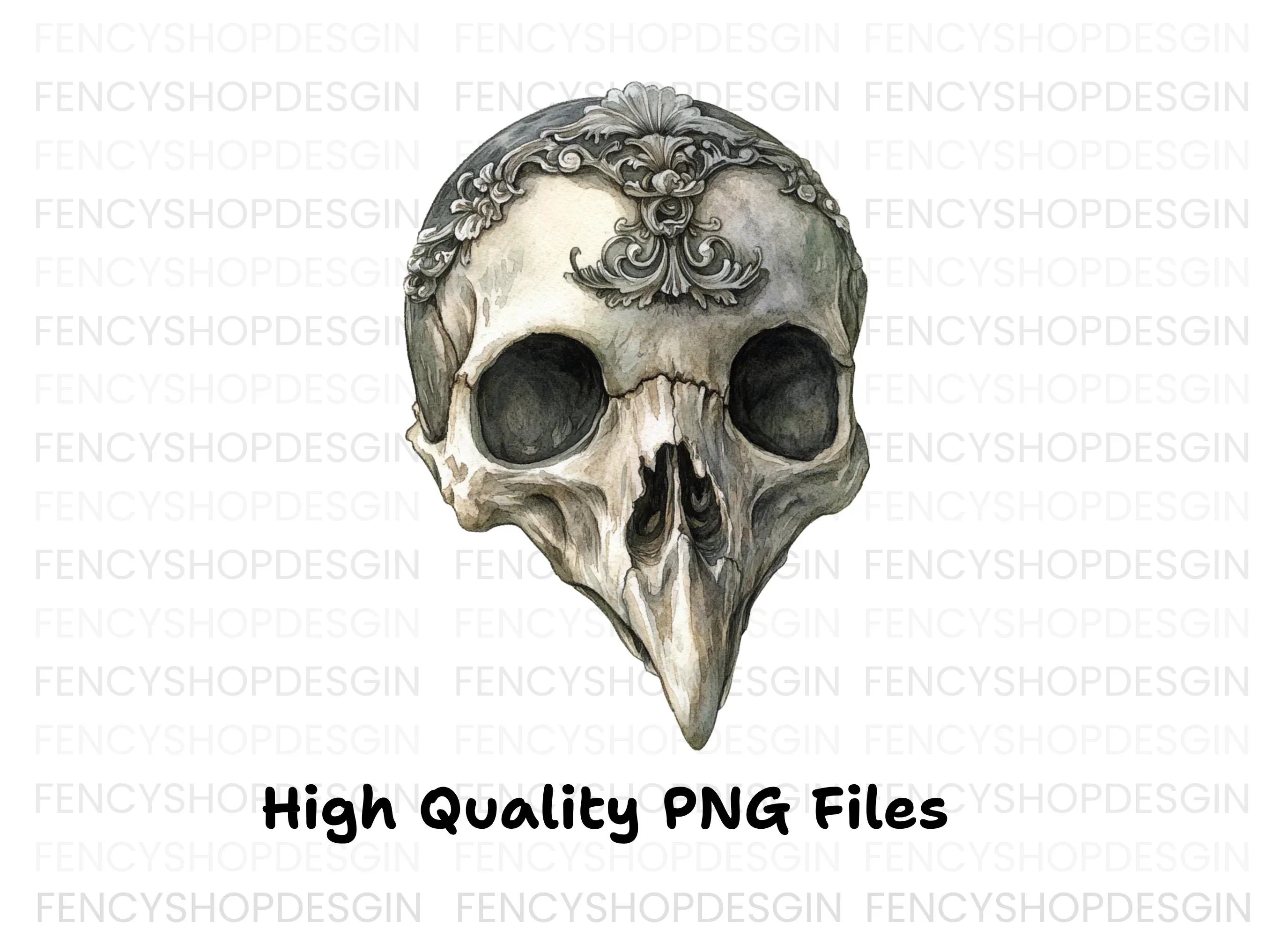 Ornate Bird Skull Clipart Bundle - Image 3