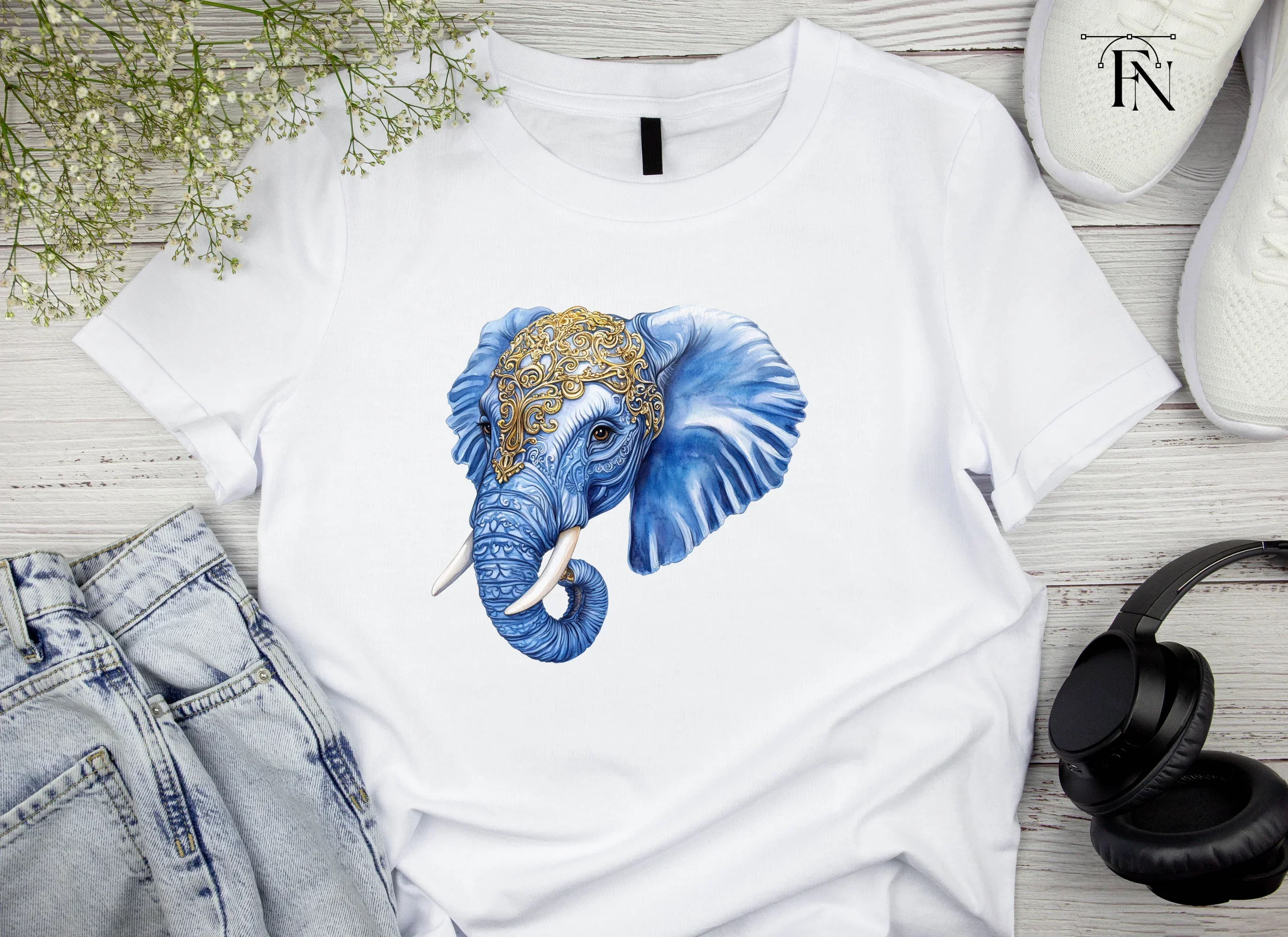 Ornate Blue Elephant Head Clipart Bundle - Image 4