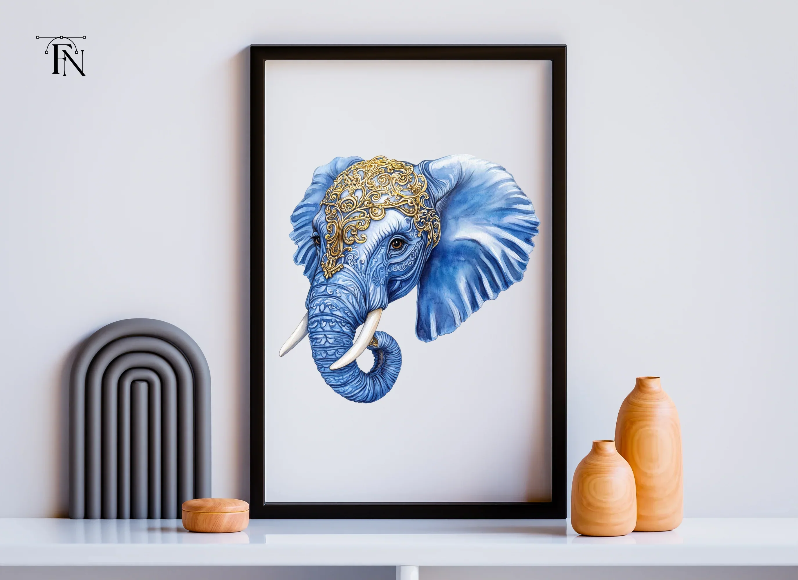 Ornate Blue Elephant Head Clipart Bundle - Image 6