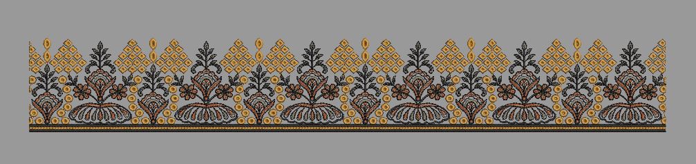 Ornate Floral Dome and Trellis Border Embroidery Design