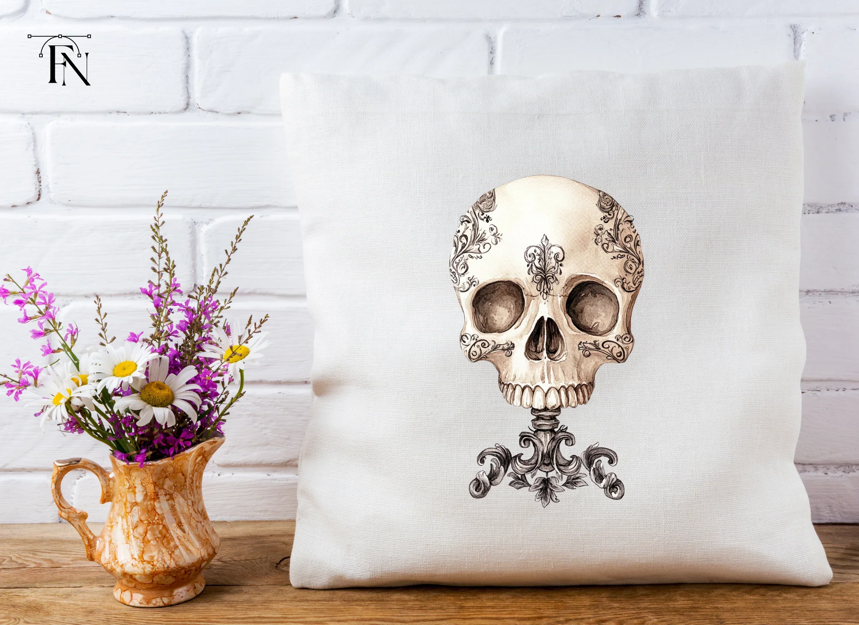 Ornate Floral Skull Clipart Bundle - Image 5