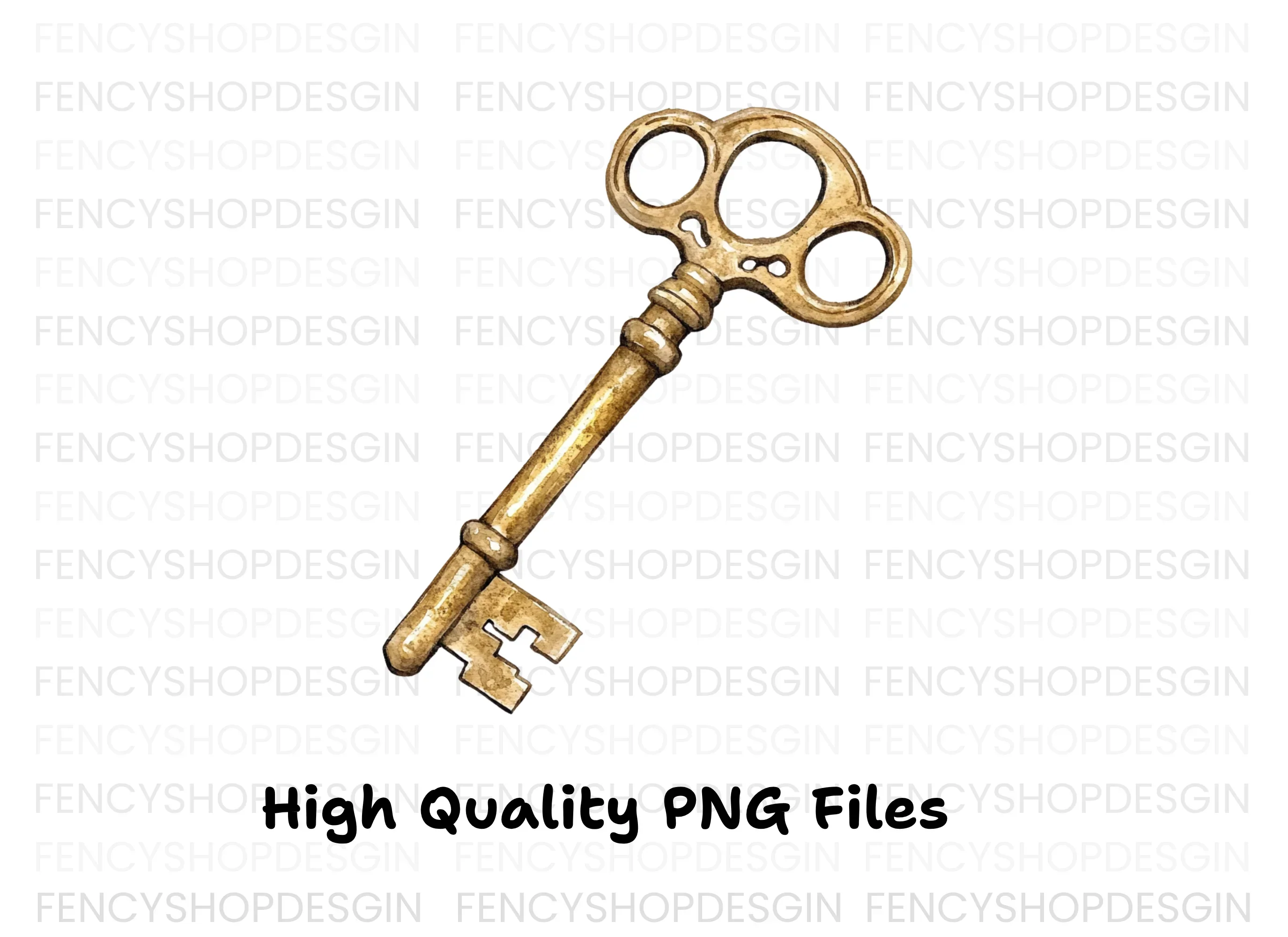 Ornate Golden Antique Key Clipart Bundle - Image 2