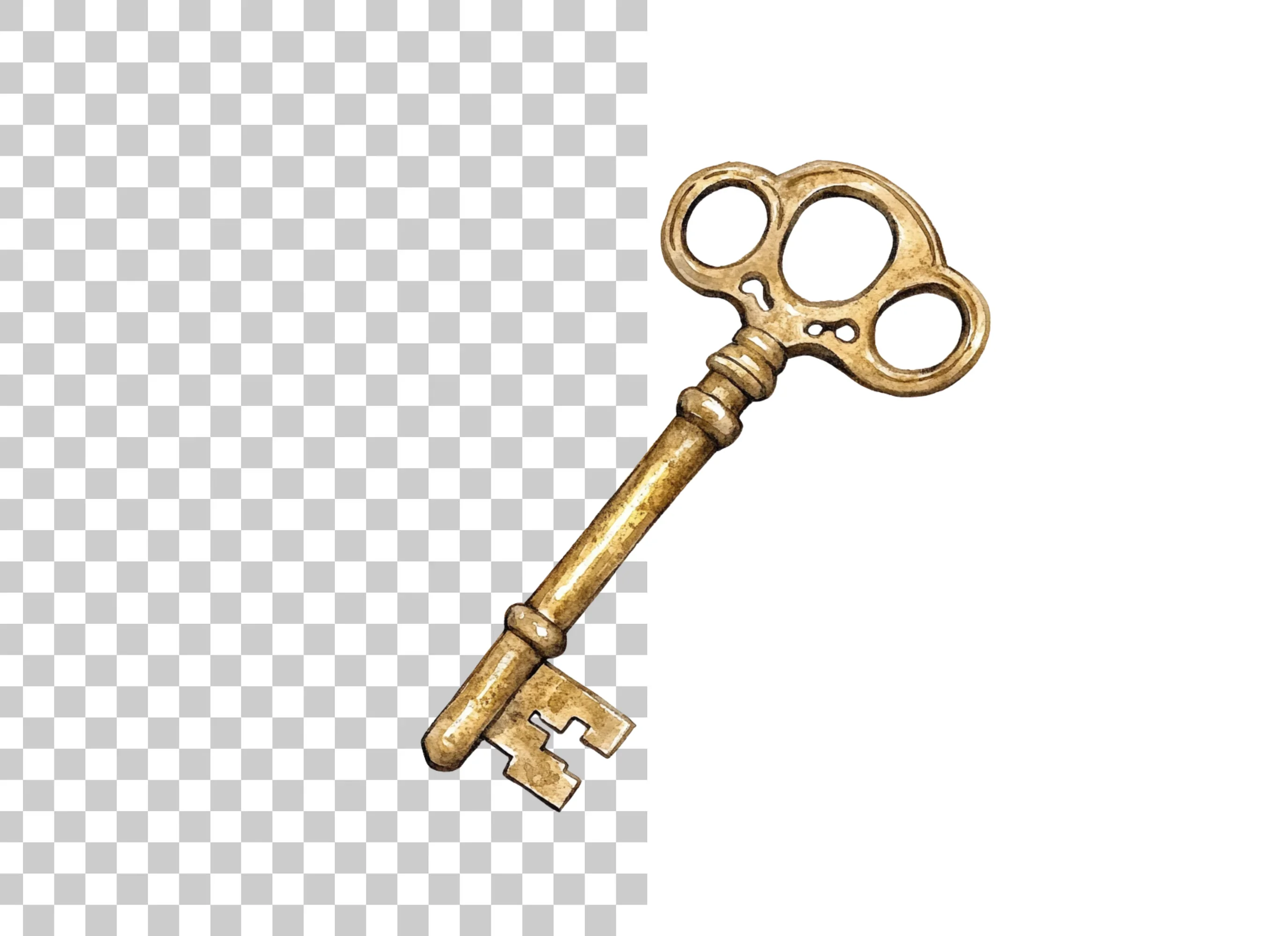 Ornate Golden Antique Key Clipart Bundle - Image 3