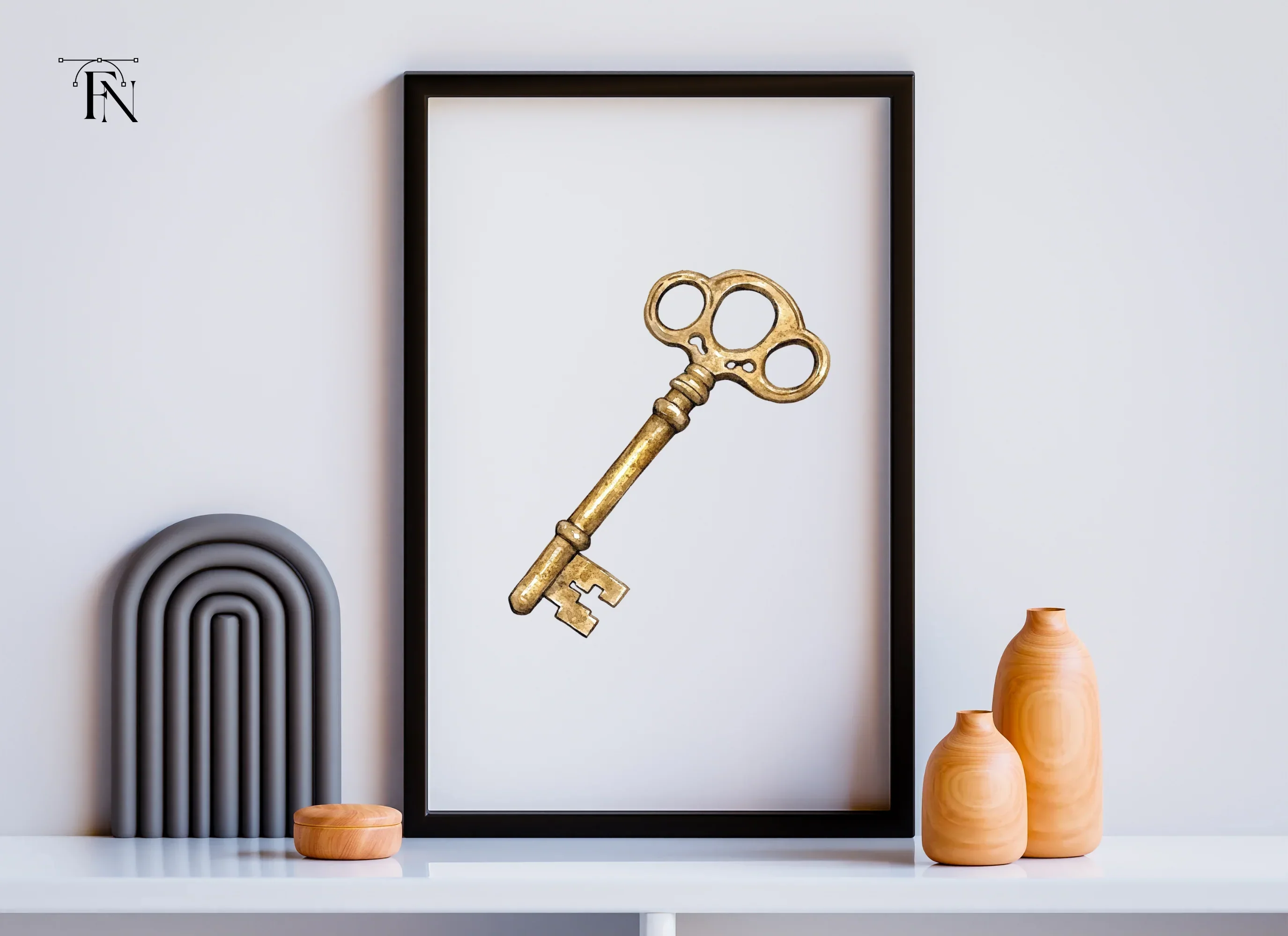 Ornate Golden Antique Key Clipart Bundle - Image 4