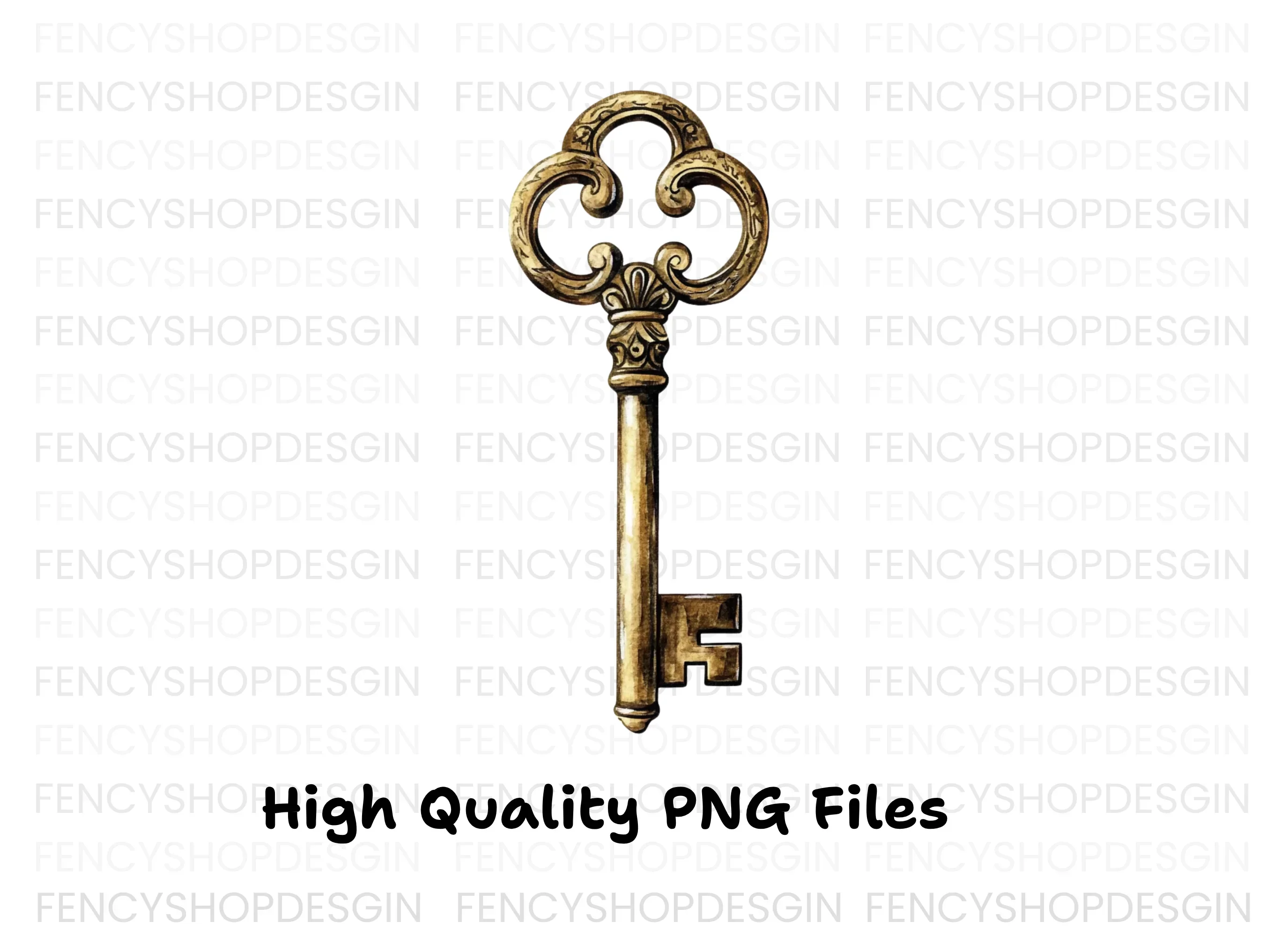 Ornate Golden Skeleton Key Clipart Bundle - Image 2