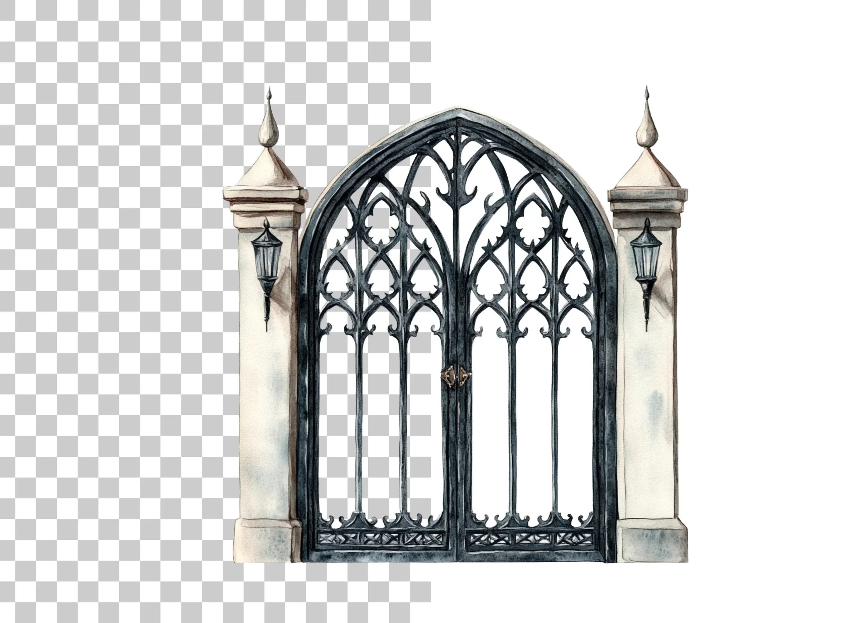 Ornate Gothic Gate Clipart Bundle - Image 2