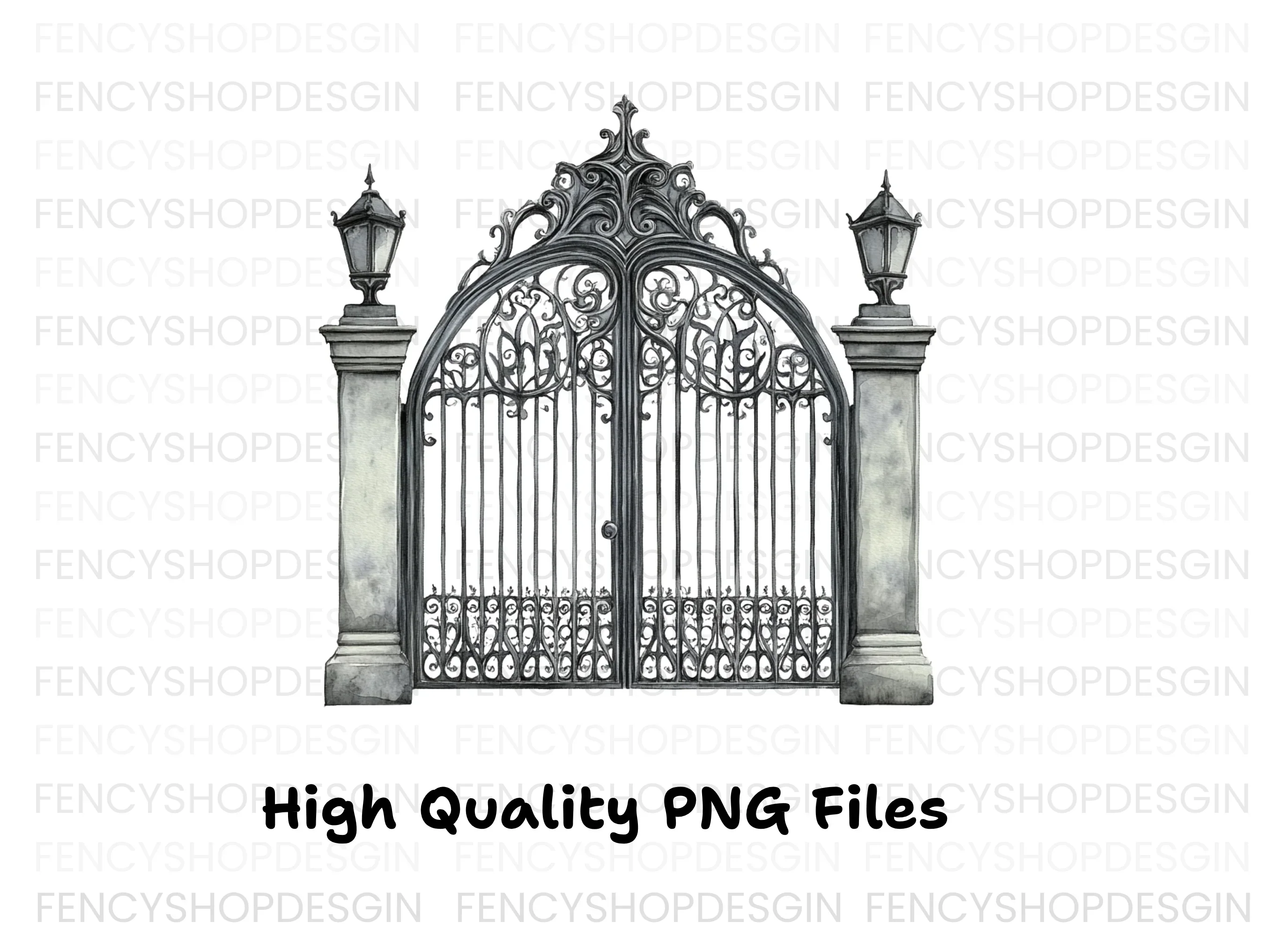 Ornate Gothic Gate Clipart Bundle - Image 3