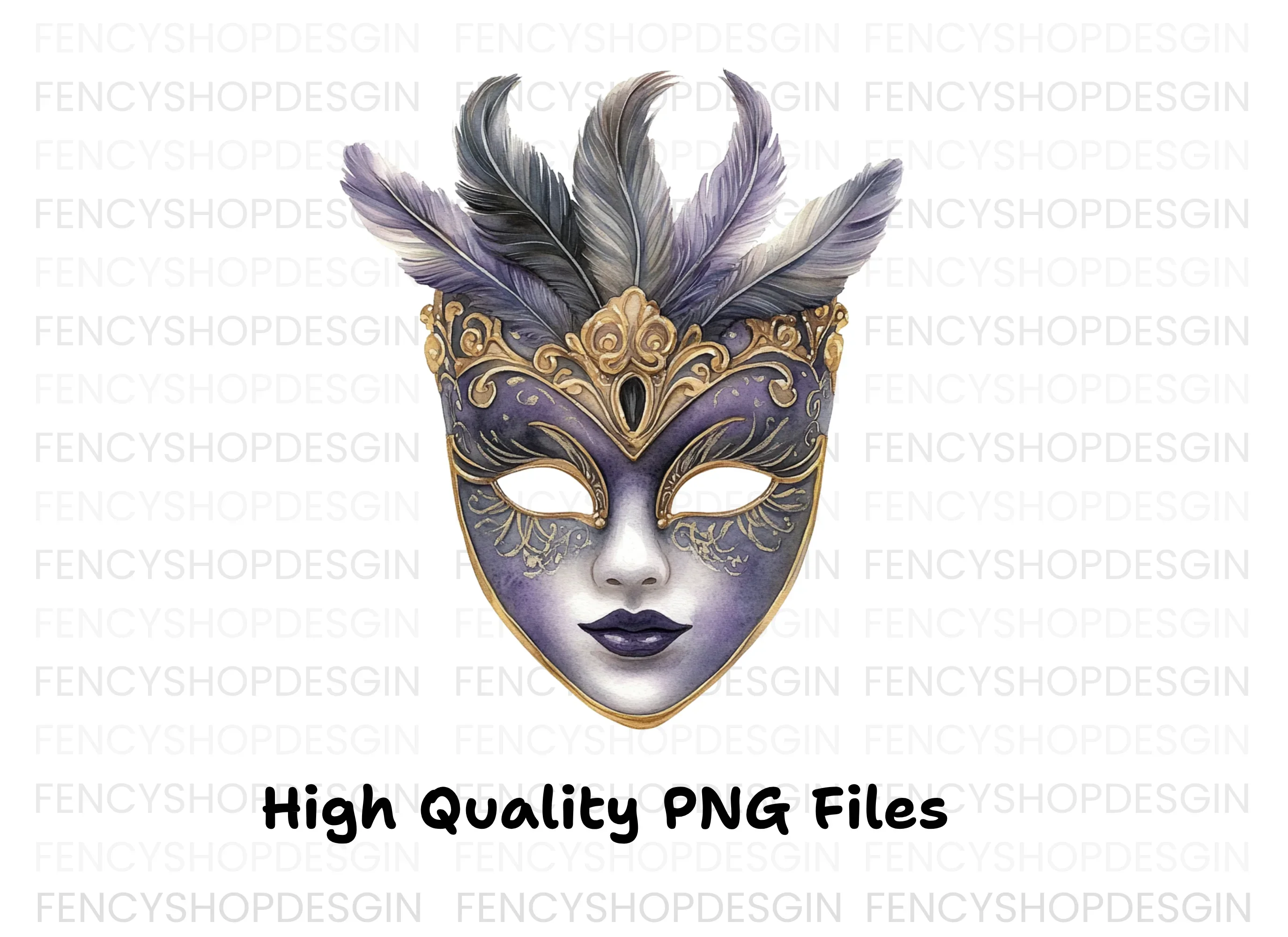 Ornate Purple Masquerade Masks Clipart Bundle - Image 2