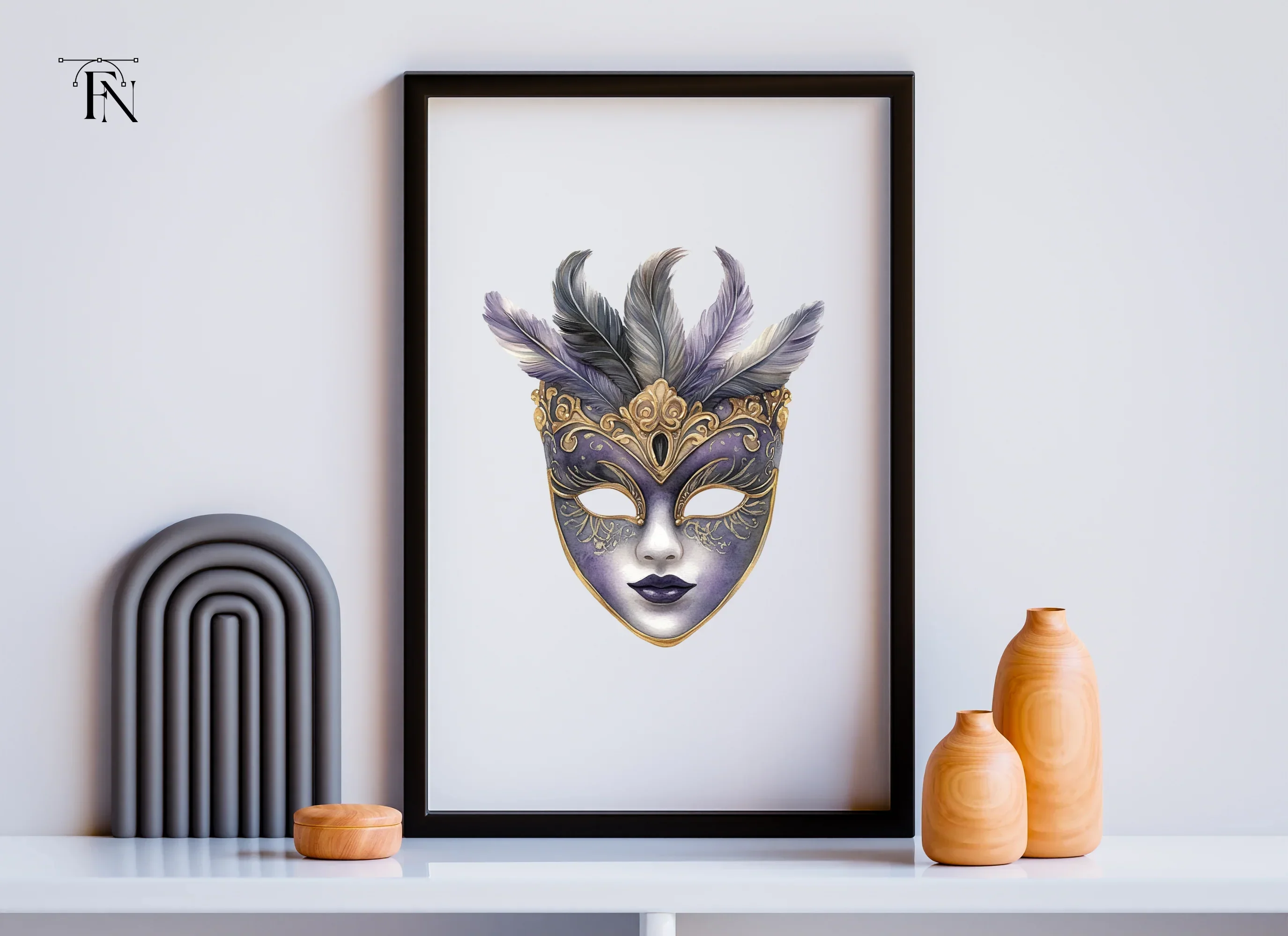 Ornate Purple Masquerade Masks Clipart Bundle - Image 3