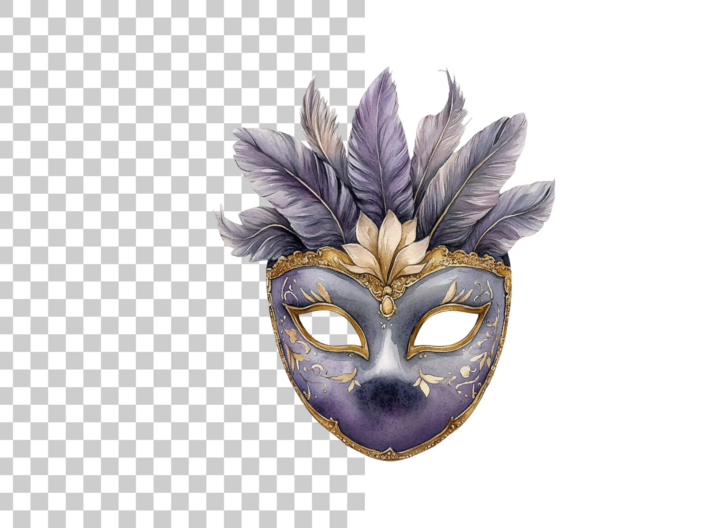 Ornate Purple Masquerade Masks Clipart Bundle - Image 6