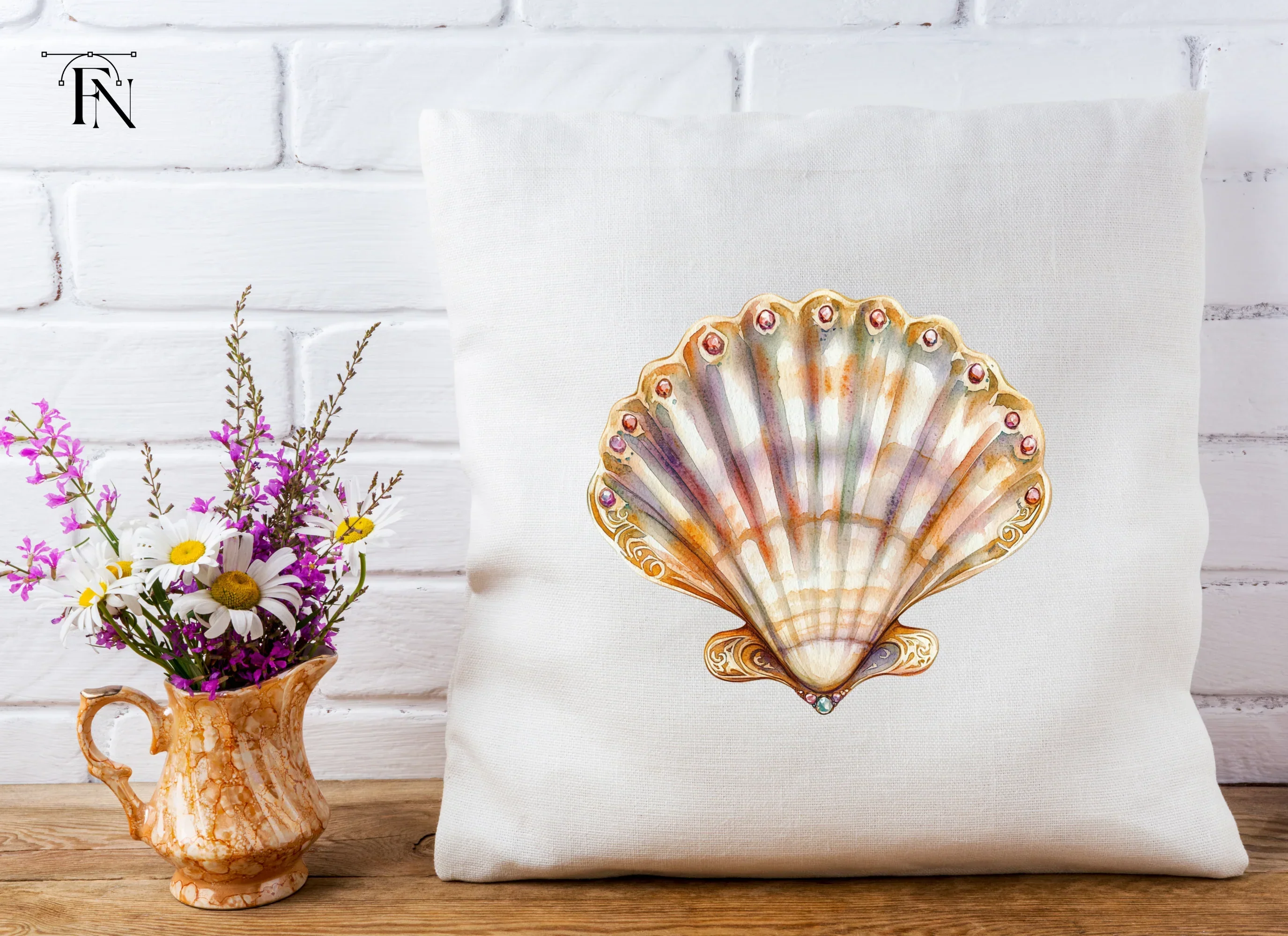 Ornate Scallop Shells with Jewels Clipart Bundle - Image 5