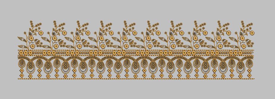 Ornate Trailing Berry Springs with Teardrop Fringe Embroidery Design