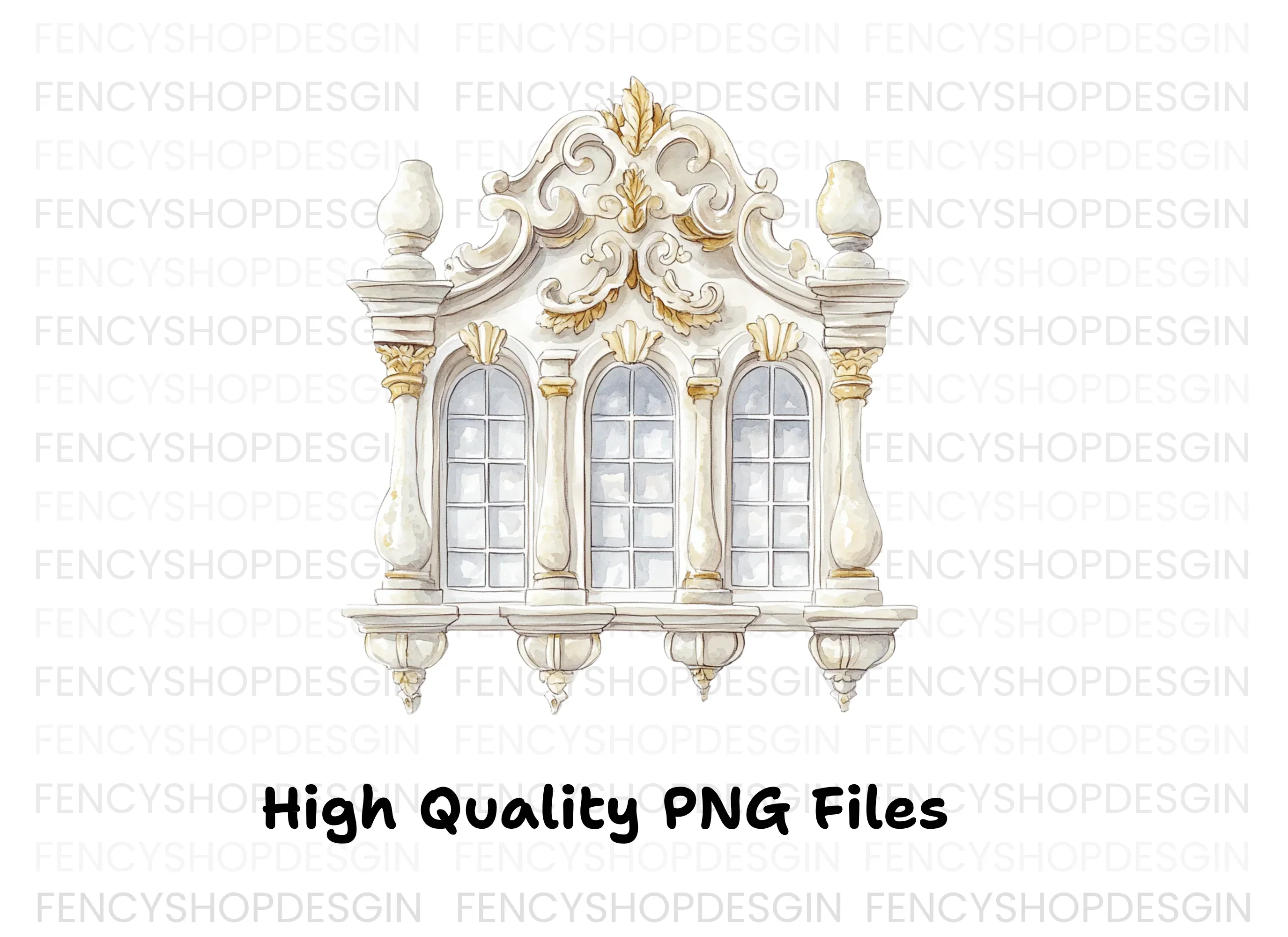 Ornate Triple Window Baroque Clipart Bundle - Image 3
