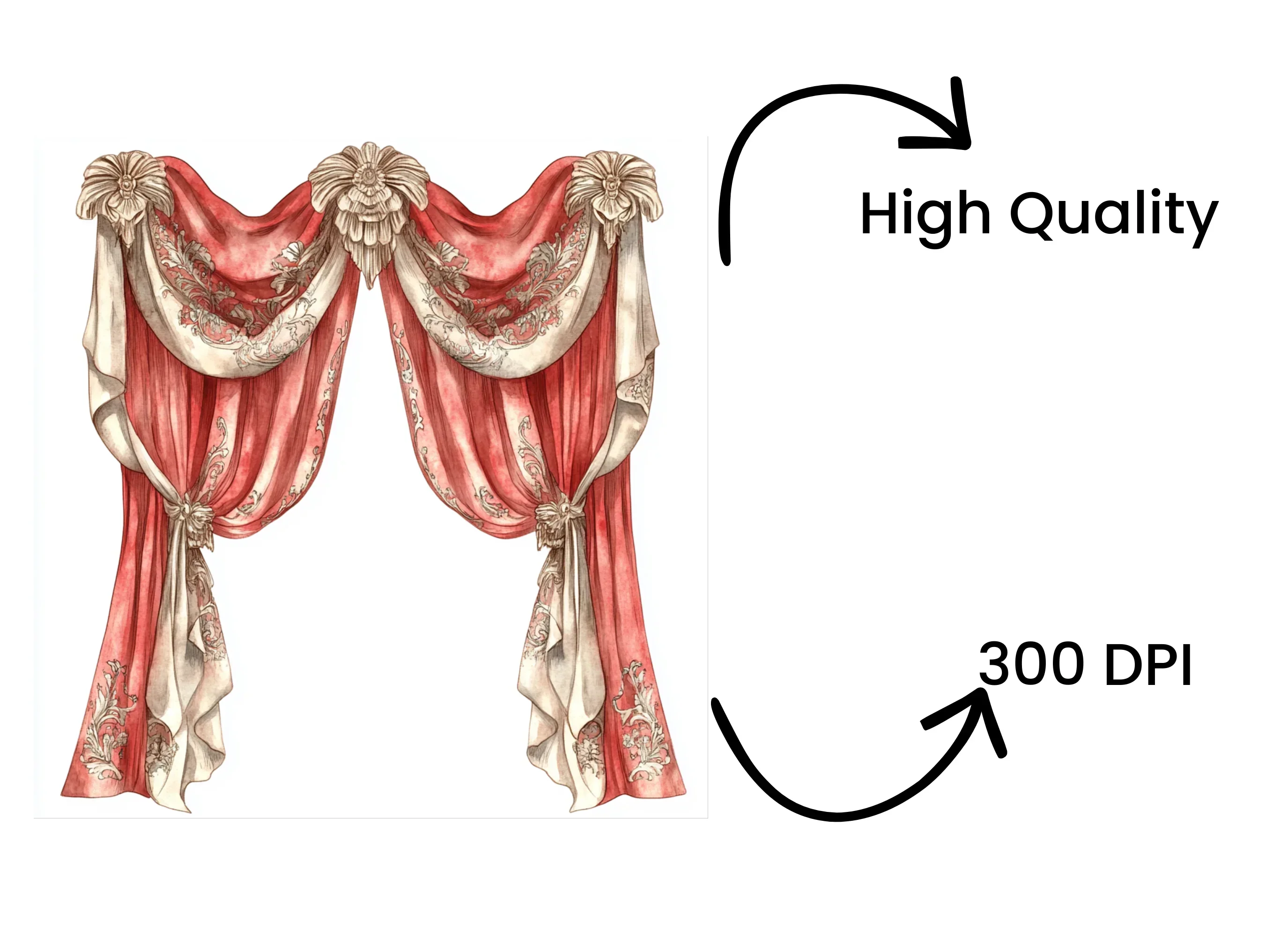 Ornate Victorian Drapes Clipart Bundle - Image 4