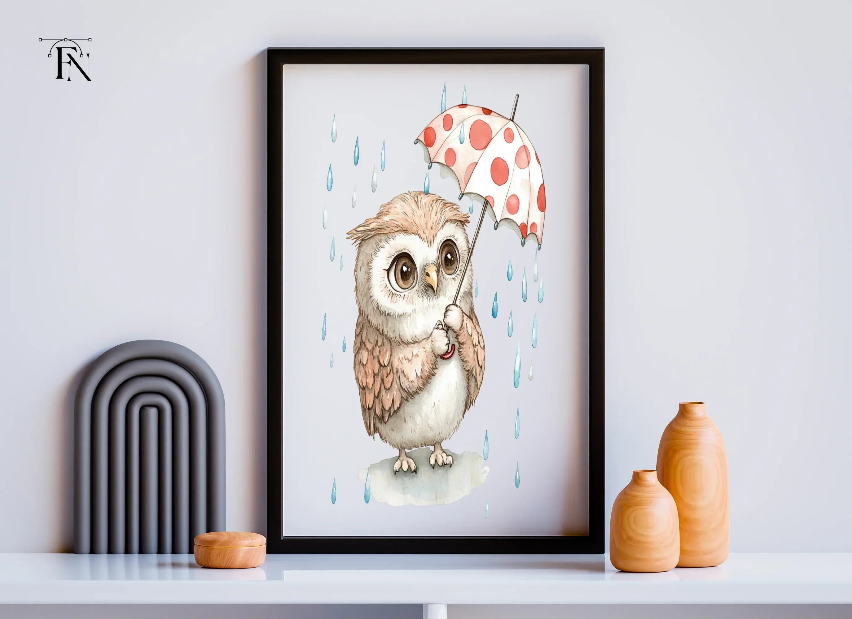Owls with Umbrellas Clipart Bundle - Image 6