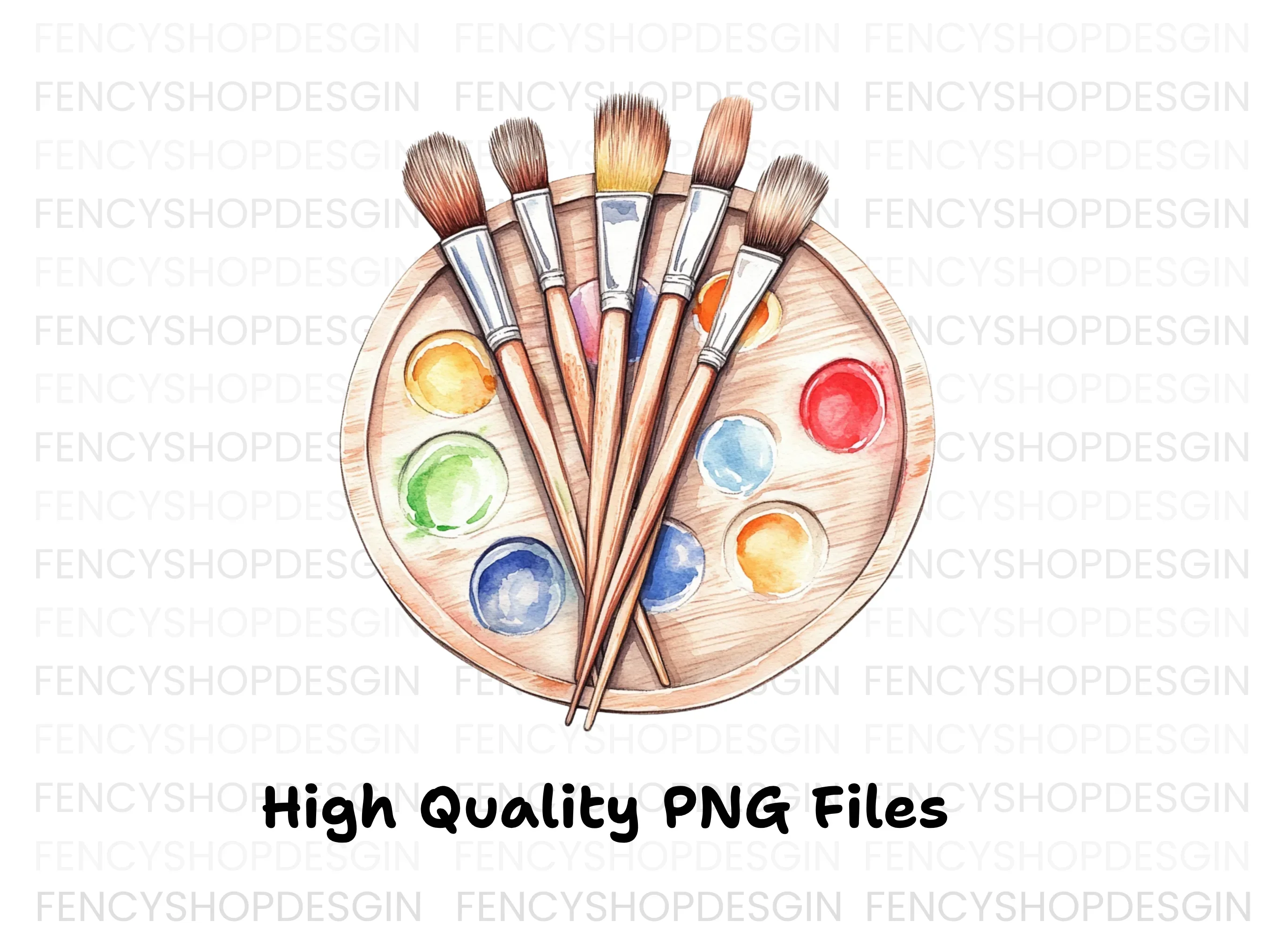 Paint Brushes and Palette Clipart Bundle - Image 3