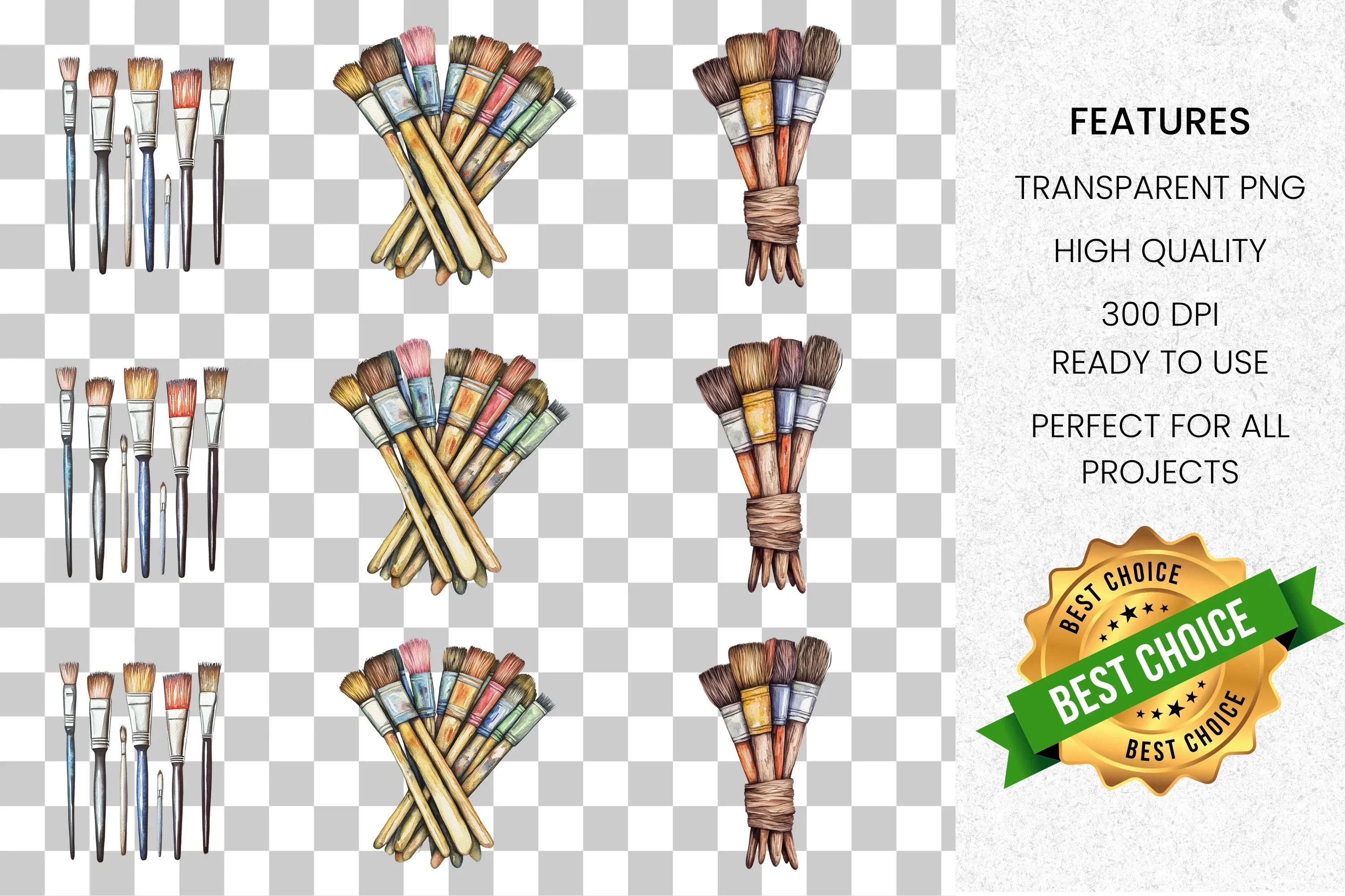 Paint Brushes Clipart Bundle - Image 2