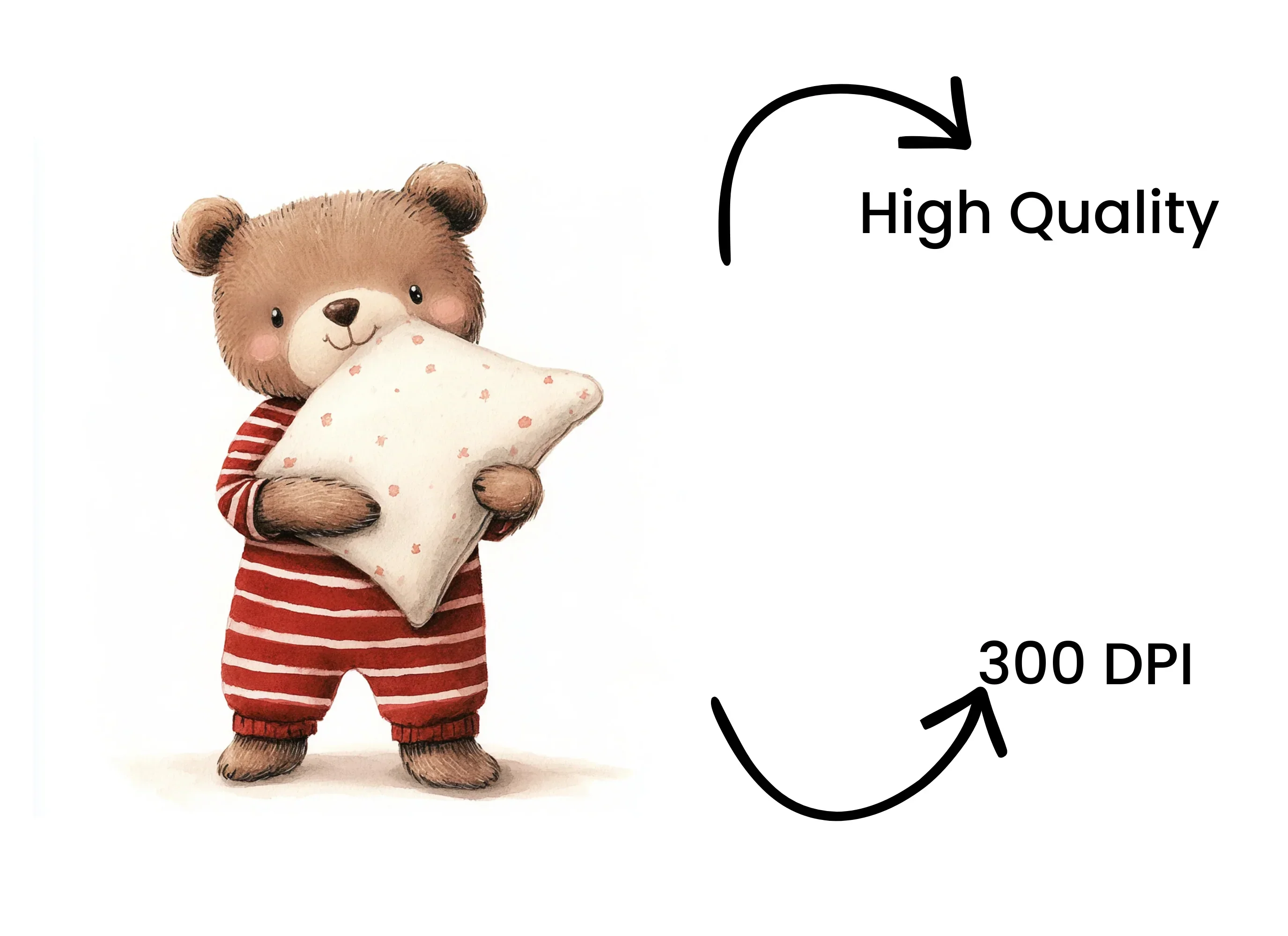 Pajama Teddy Bears with Pillows Clipart Bundle - Image 4
