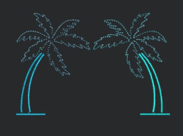 Palm Trees in Blue Embroidery Design