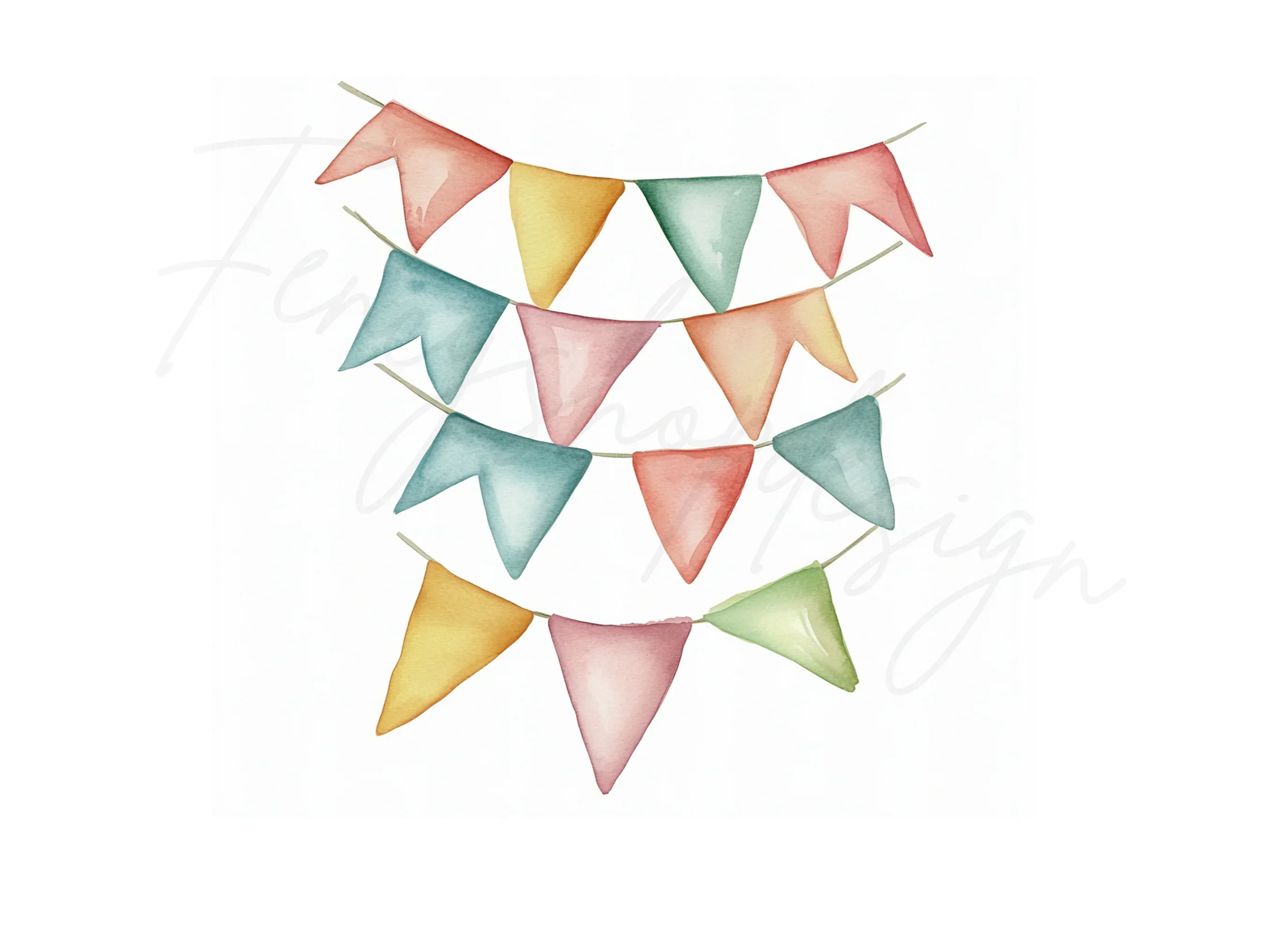 Pastel Bunting Flags Clipart Bundle - Image 2