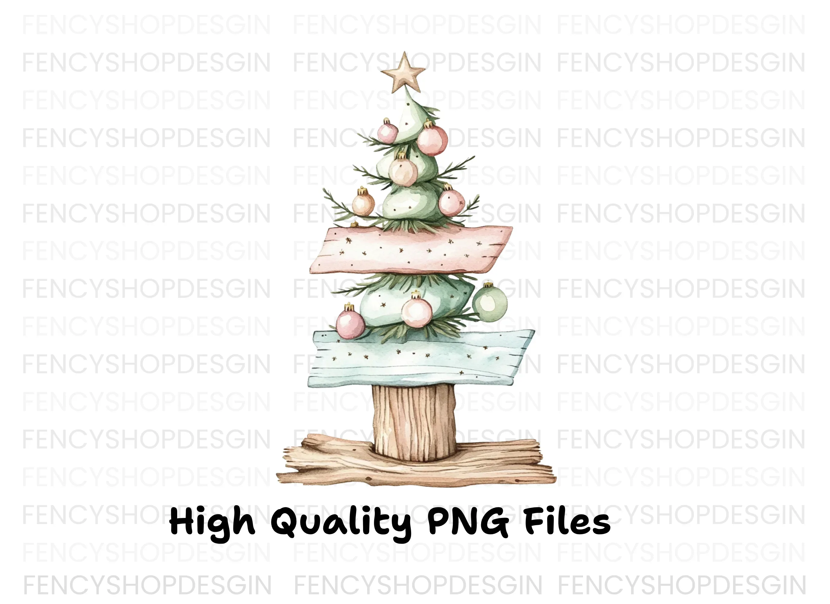Pastel Christmas Tree Ornaments Clipart Bundle - Image 3