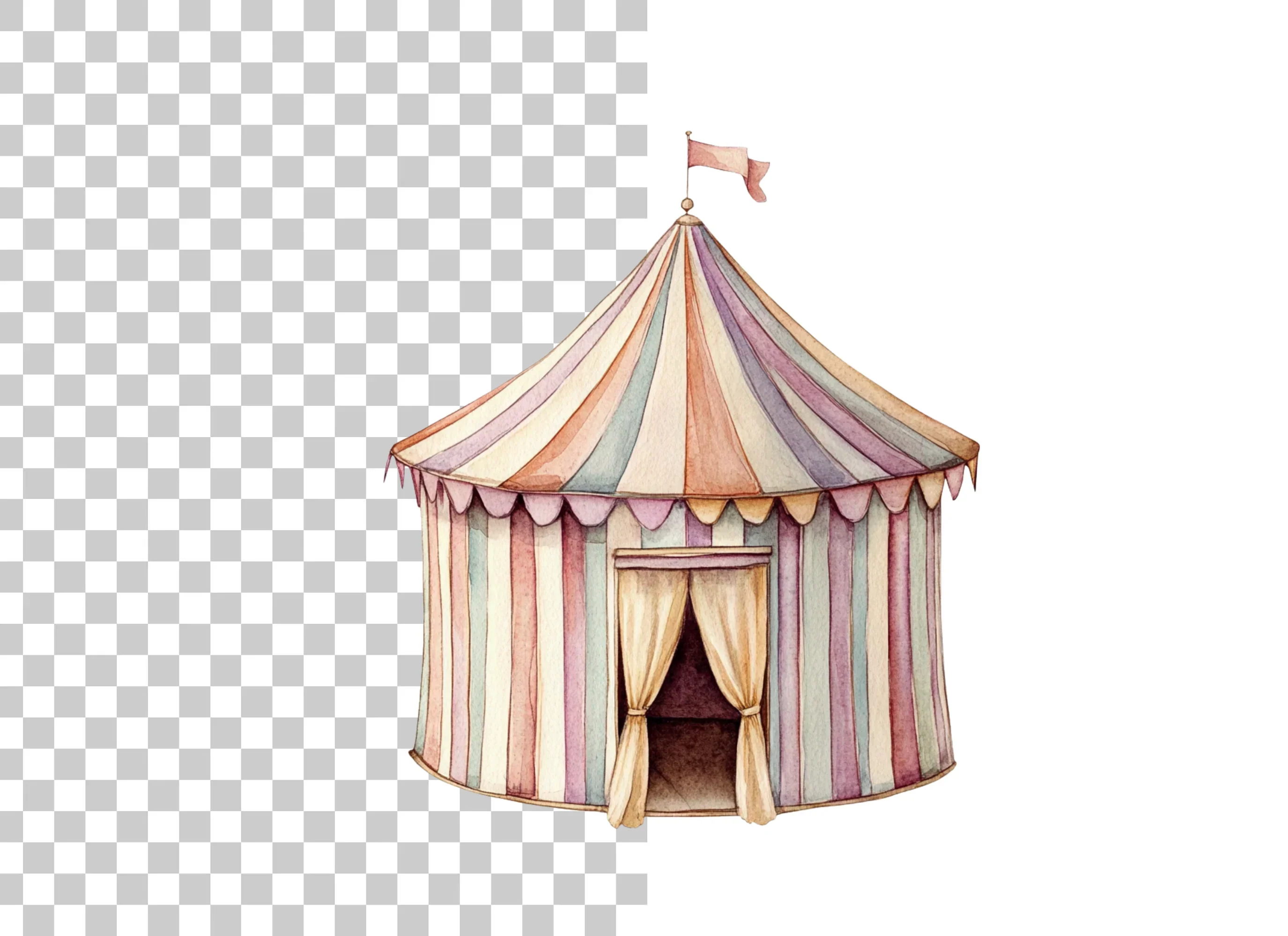 Pastel Circus Tent Clipart Bundle - Image 2