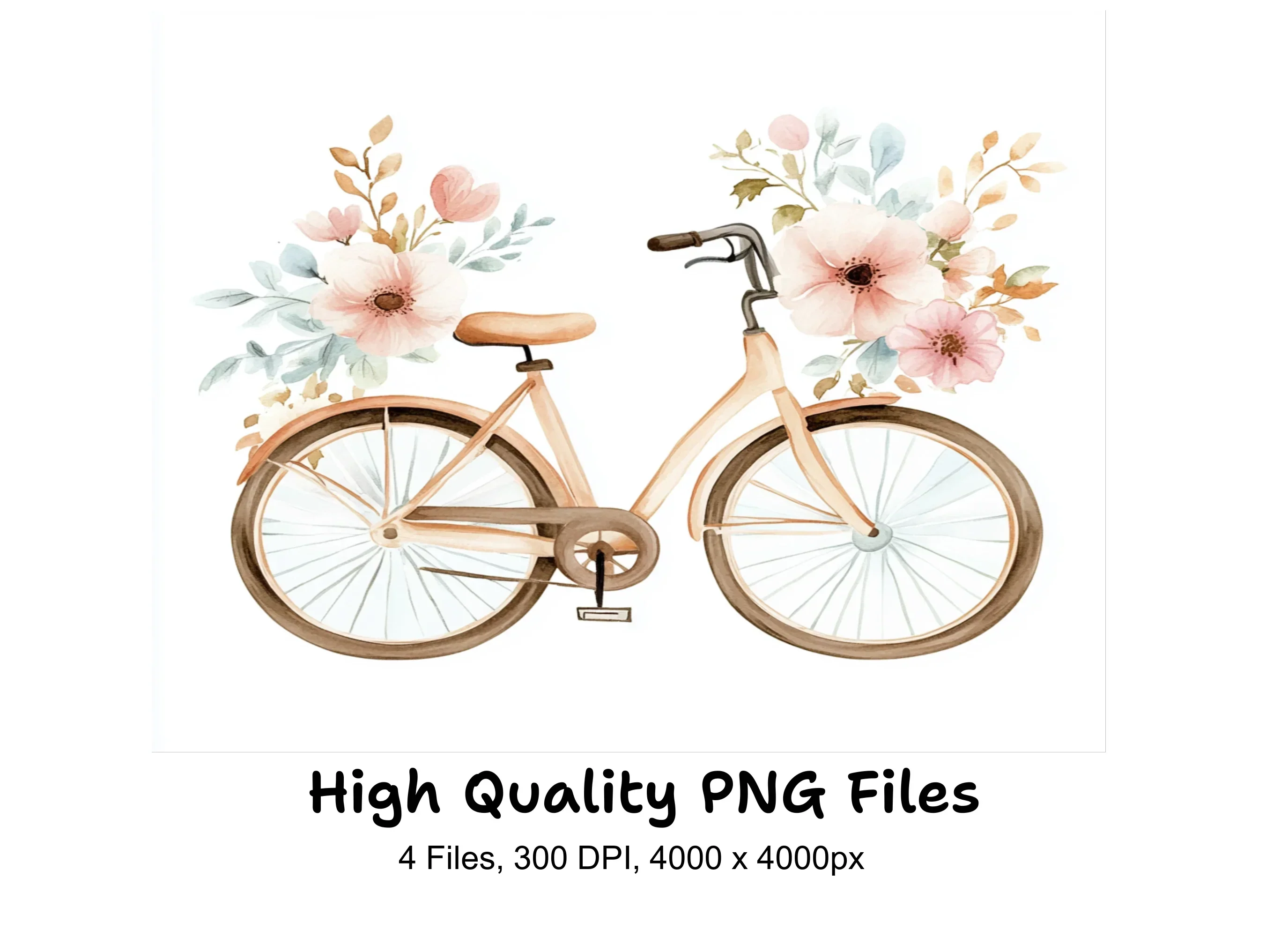 Pastel Floral Bicycle Clipart Bundle