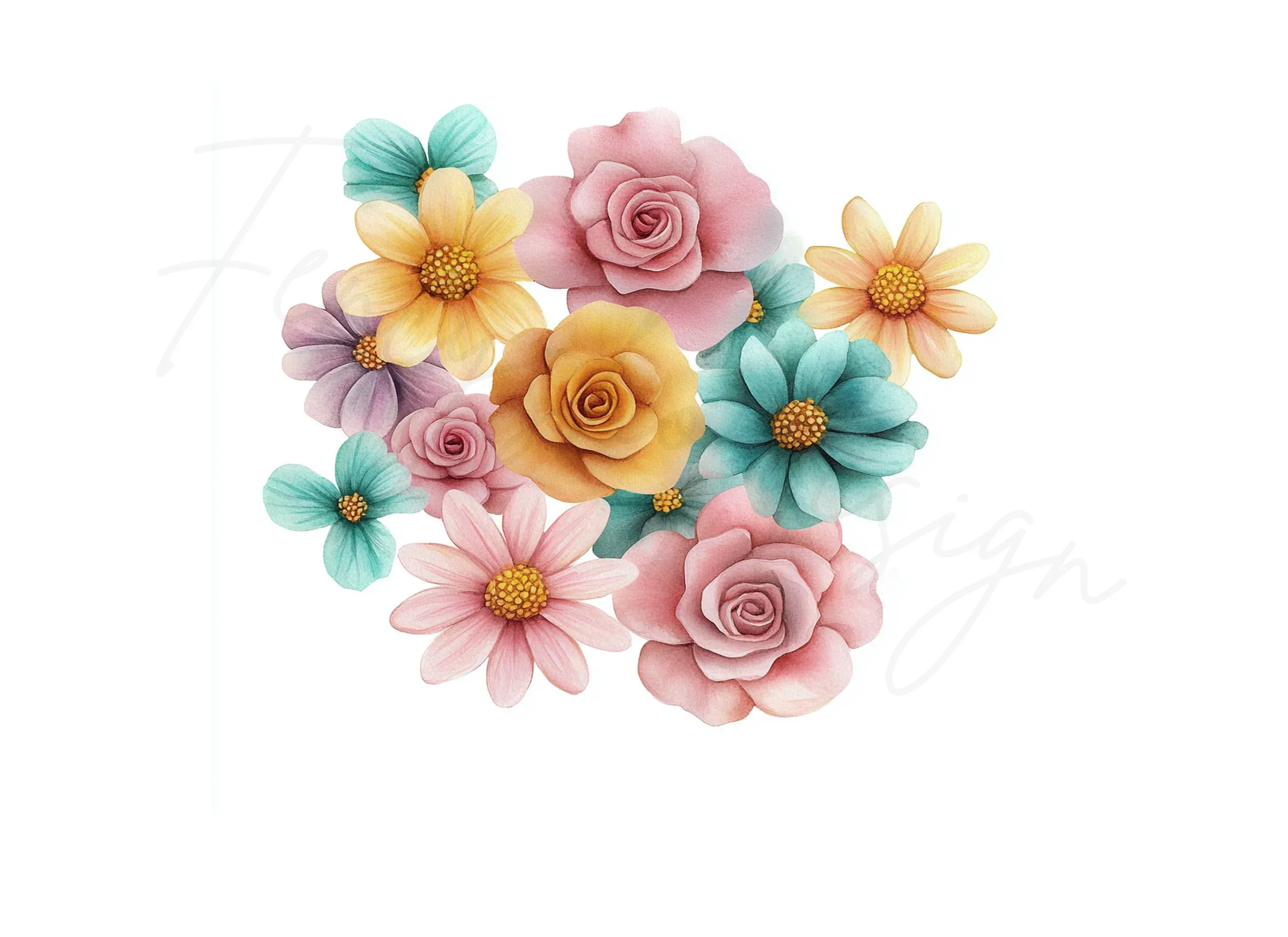 Pastel Floral Bouquets Clipart Bundle - Image 2