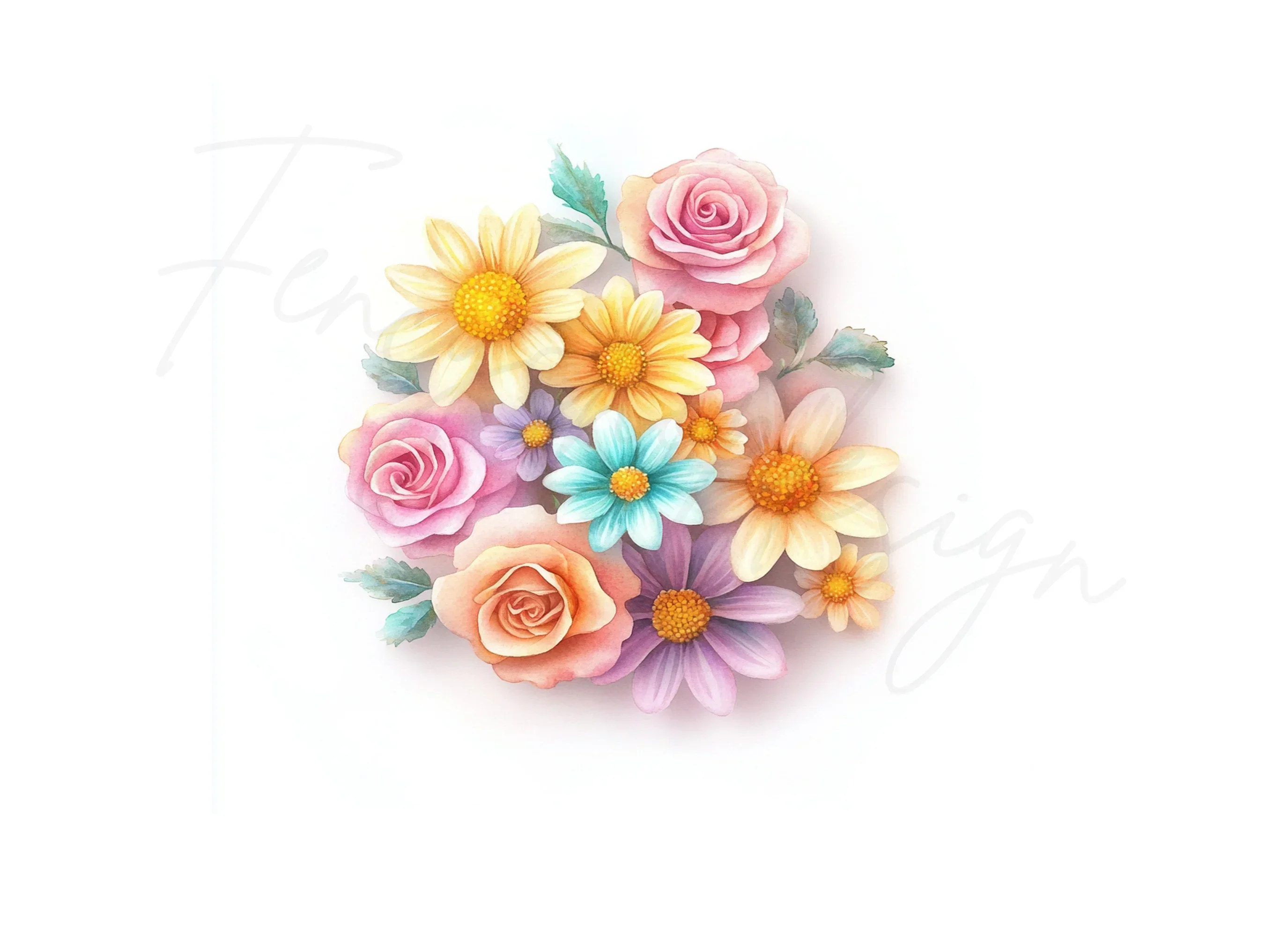 Pastel Floral Bouquets Clipart Bundle - Image 3
