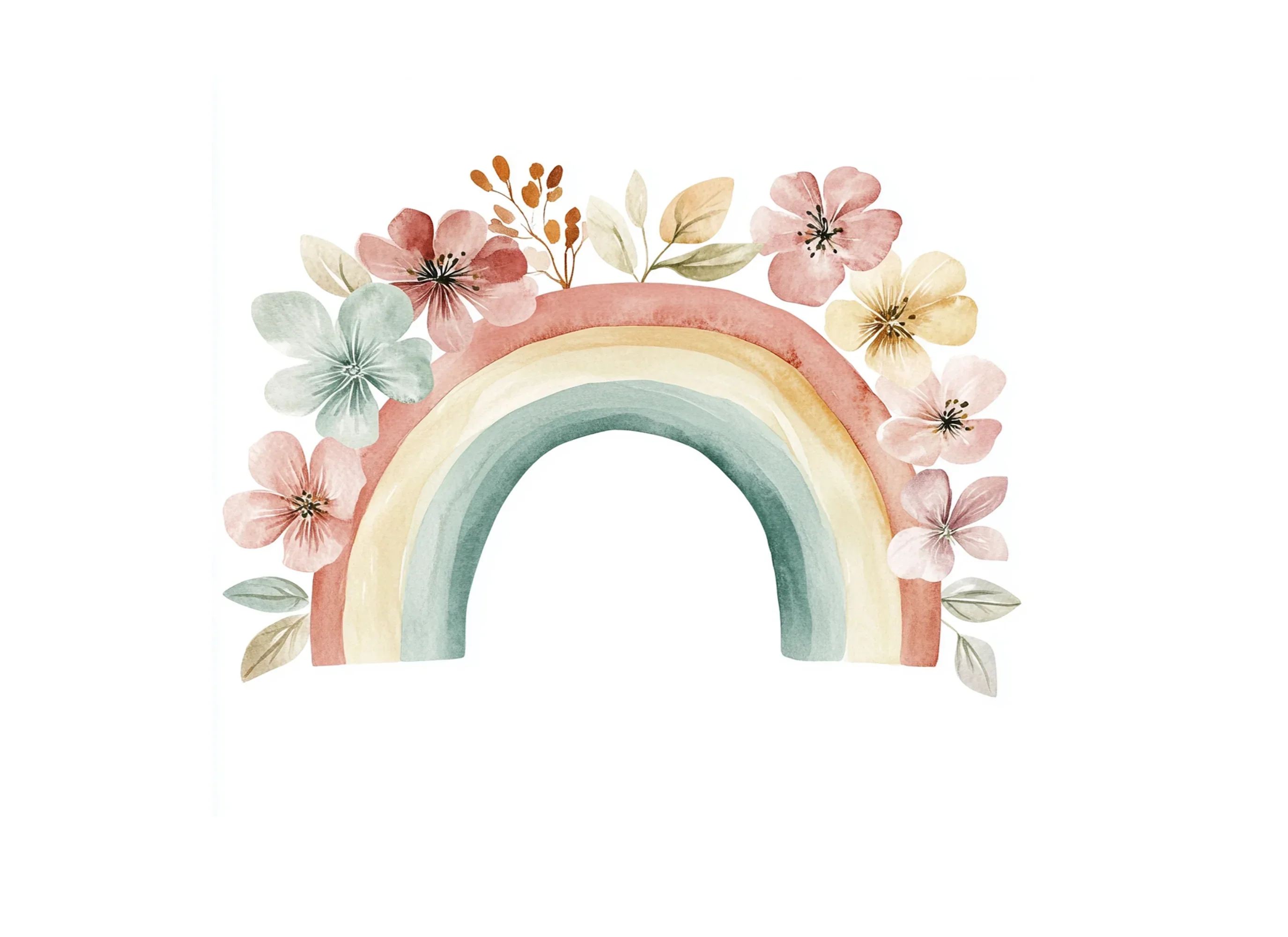 Pastel Floral Rainbow Clipart Bundle - Image 3