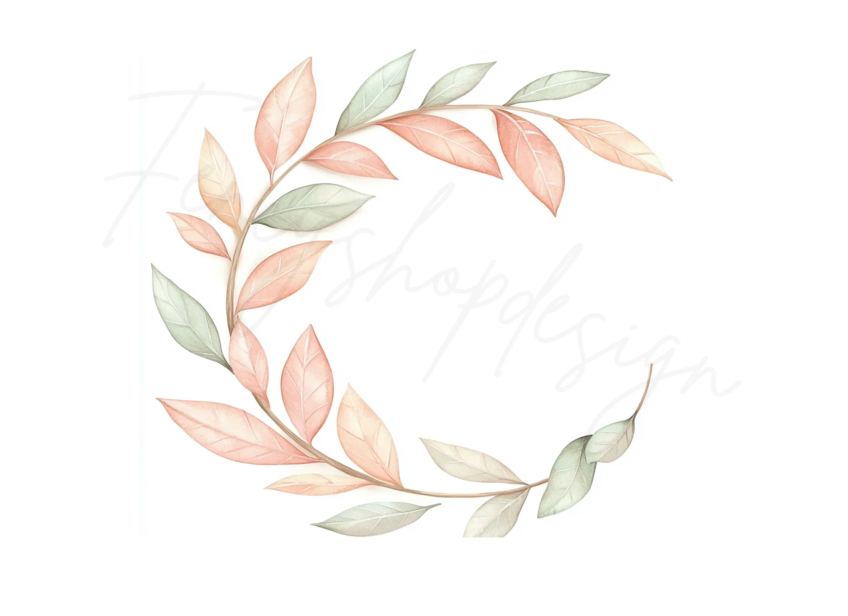 Pastel Leaf Wreaths Borders Clipart Bundle - Image 3