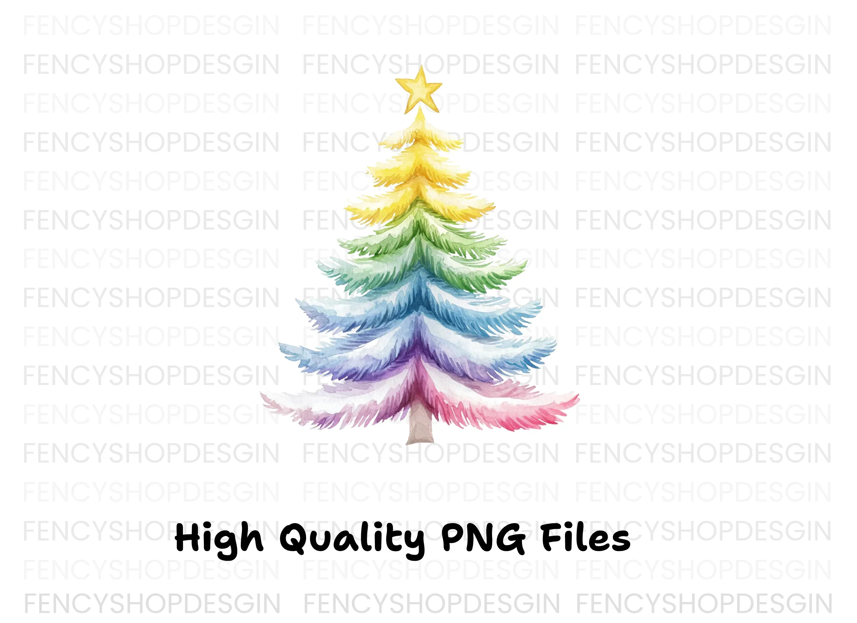 Pastel Rainbow Christmas Tree Clipart Bundle - Image 2