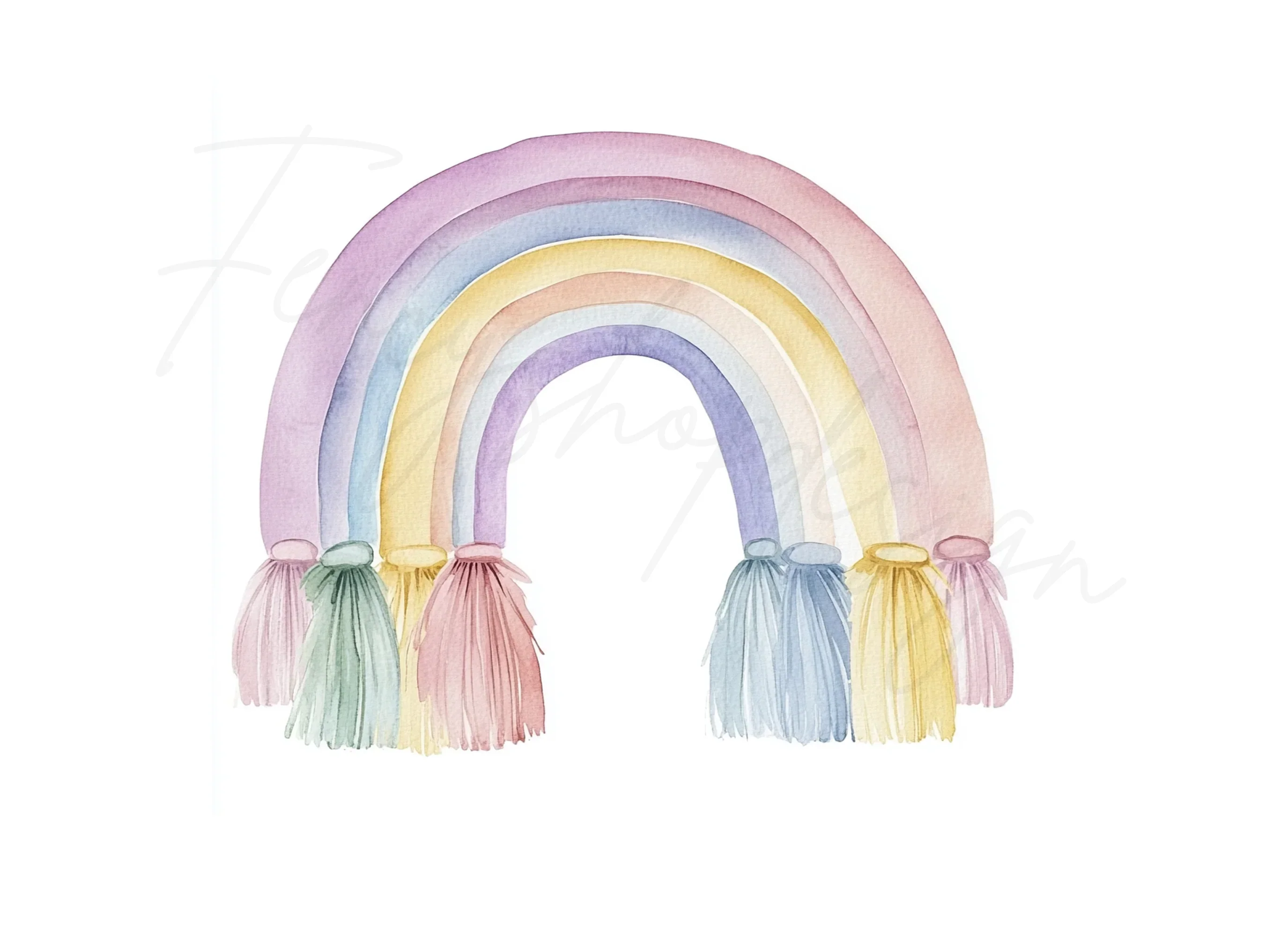 Pastel Rainbow Tassels Clipart Bundle - Image 2
