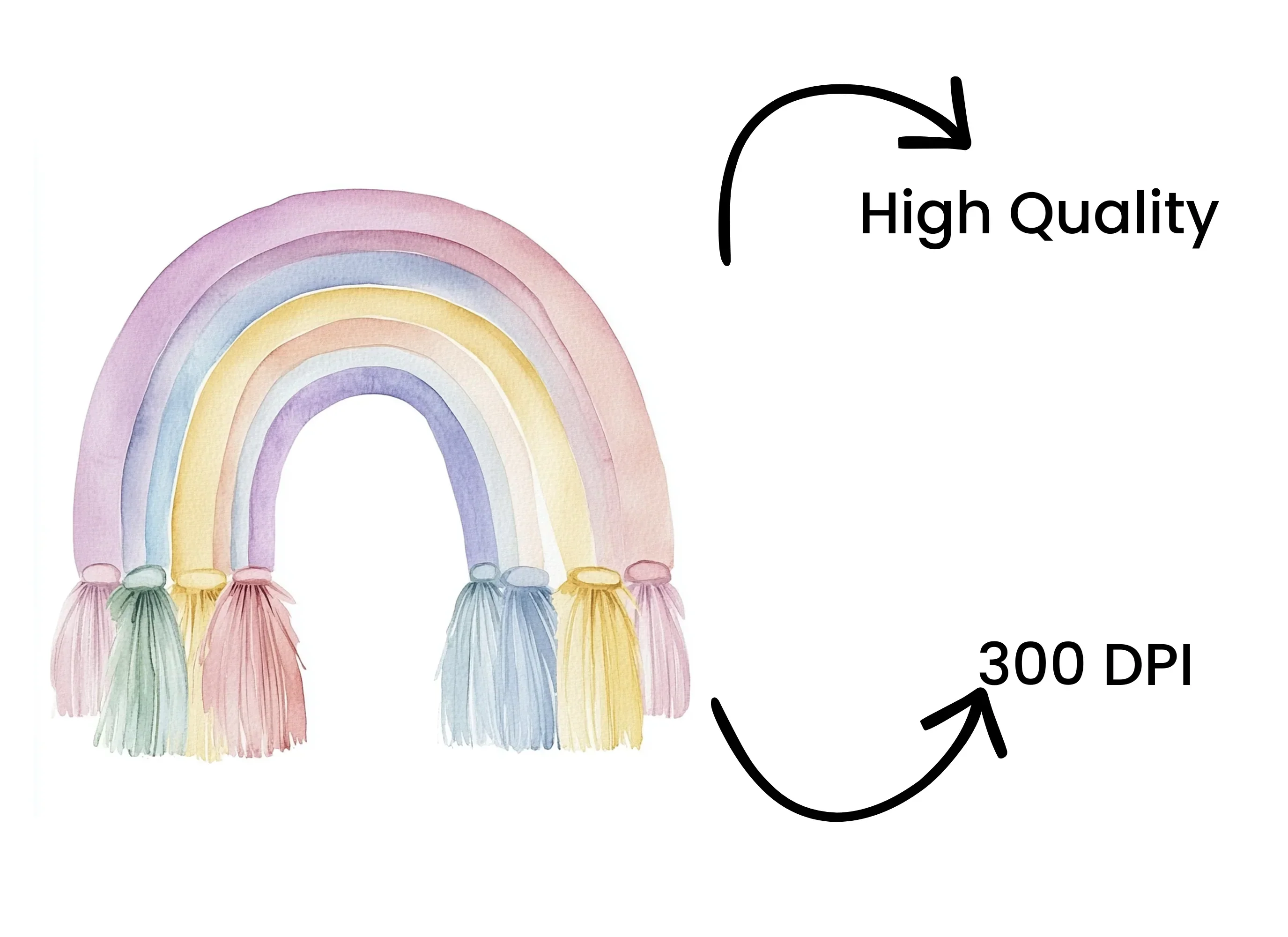 Pastel Rainbow Tassels Clipart Bundle - Image 4