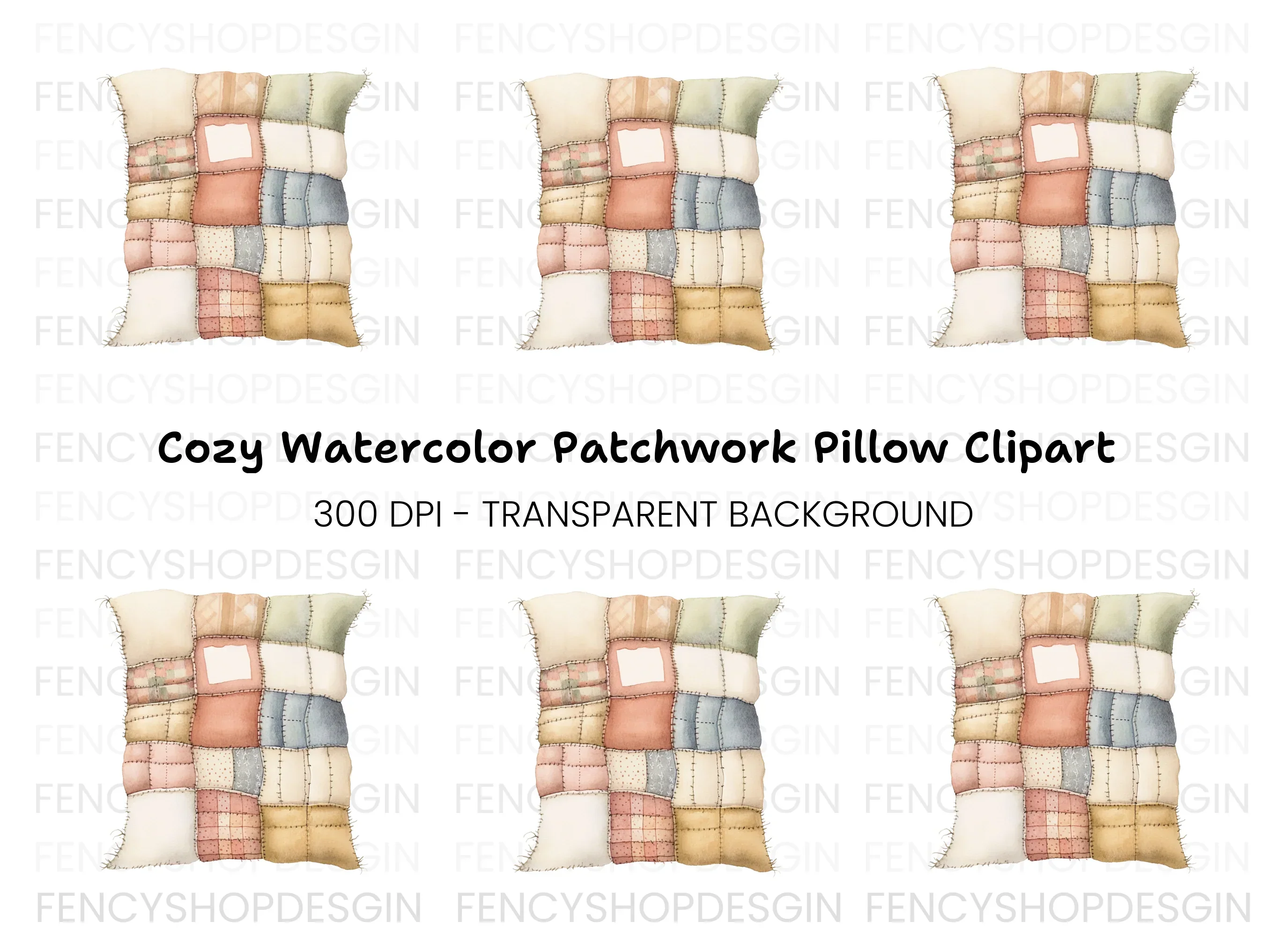 Patchwork Quilt Pillow Clipart Bundle