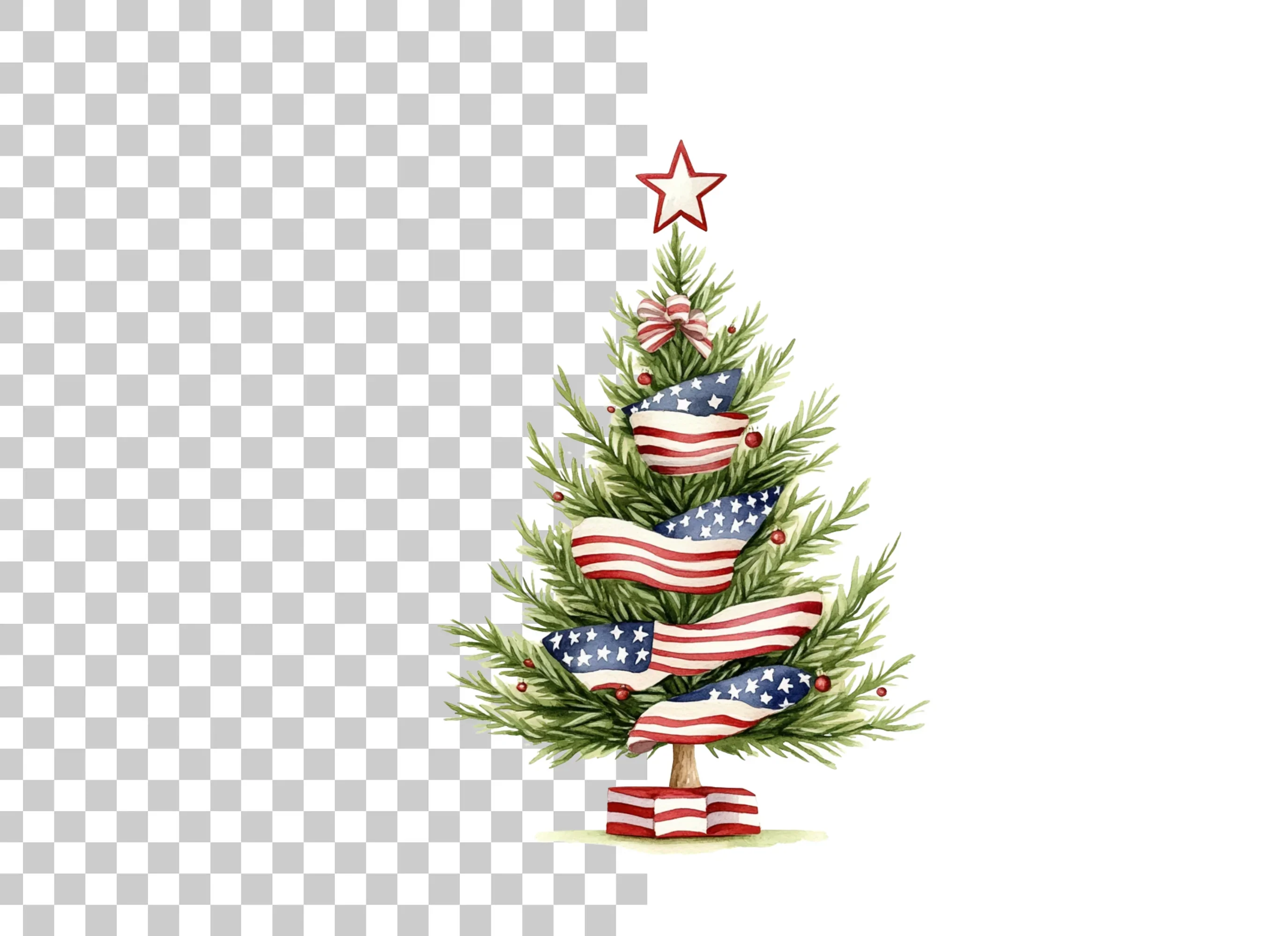 Patriotic Christmas Tree Clipart Bundle - Image 2