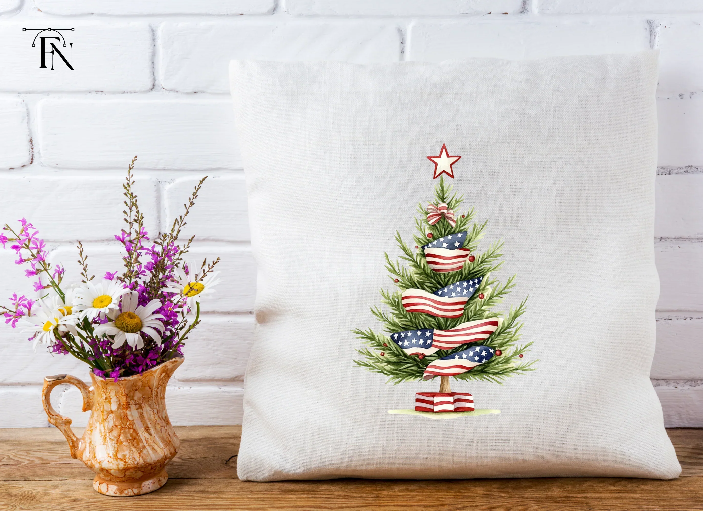 Patriotic Christmas Tree Clipart Bundle - Image 5