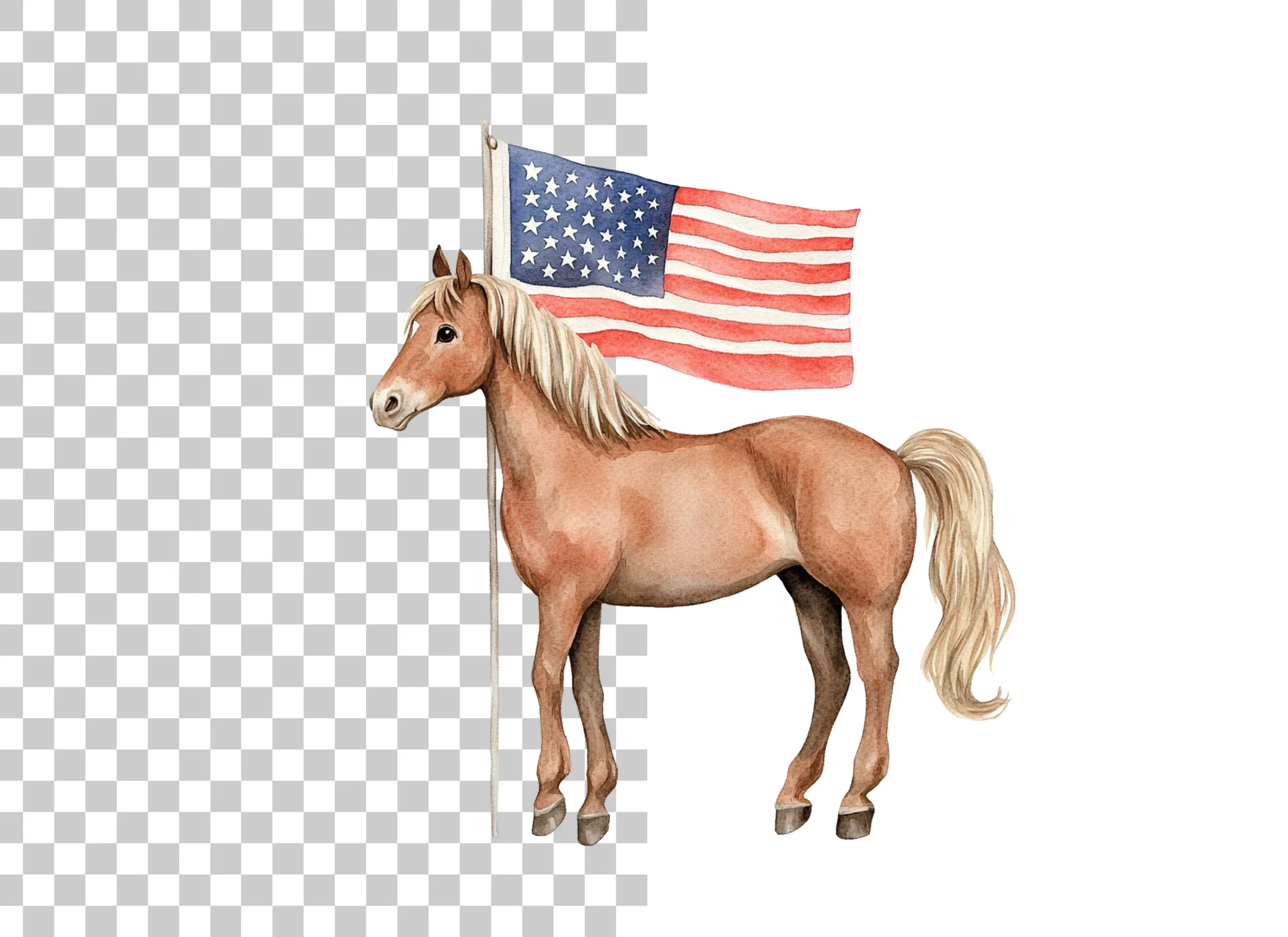 Patriotic Horses with American Flags Clipart Bundle - Image 2