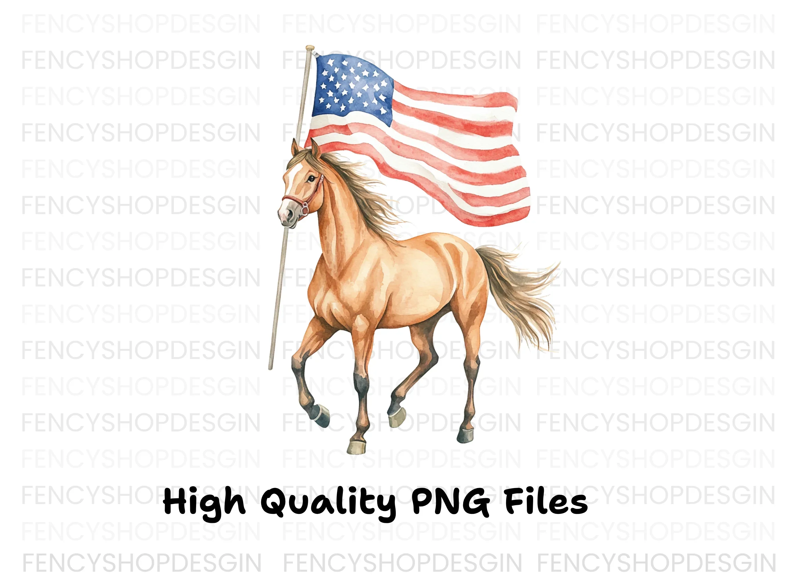 Patriotic Horses with American Flags Clipart Bundle - Image 3