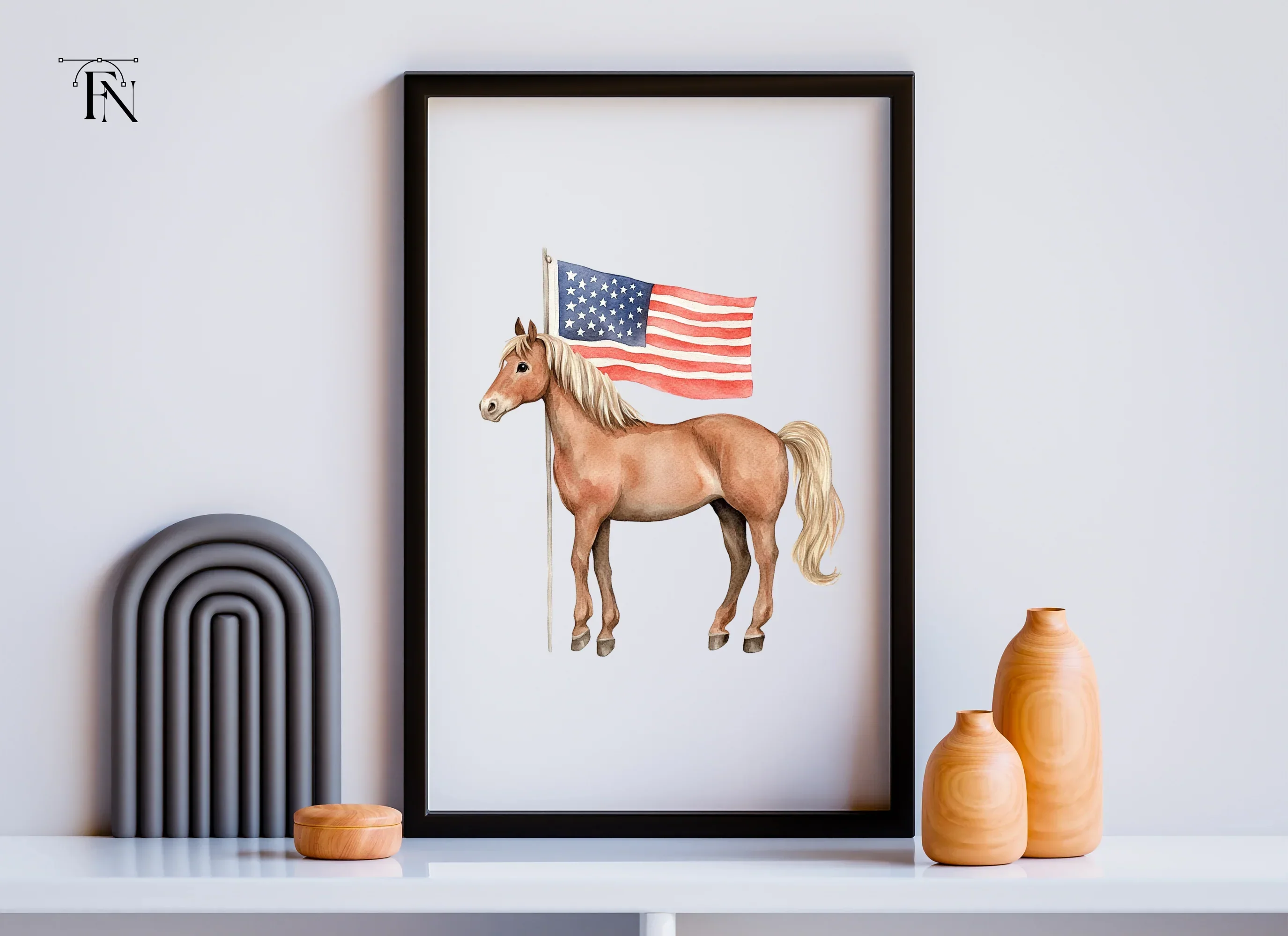 Patriotic Horses with American Flags Clipart Bundle - Image 6