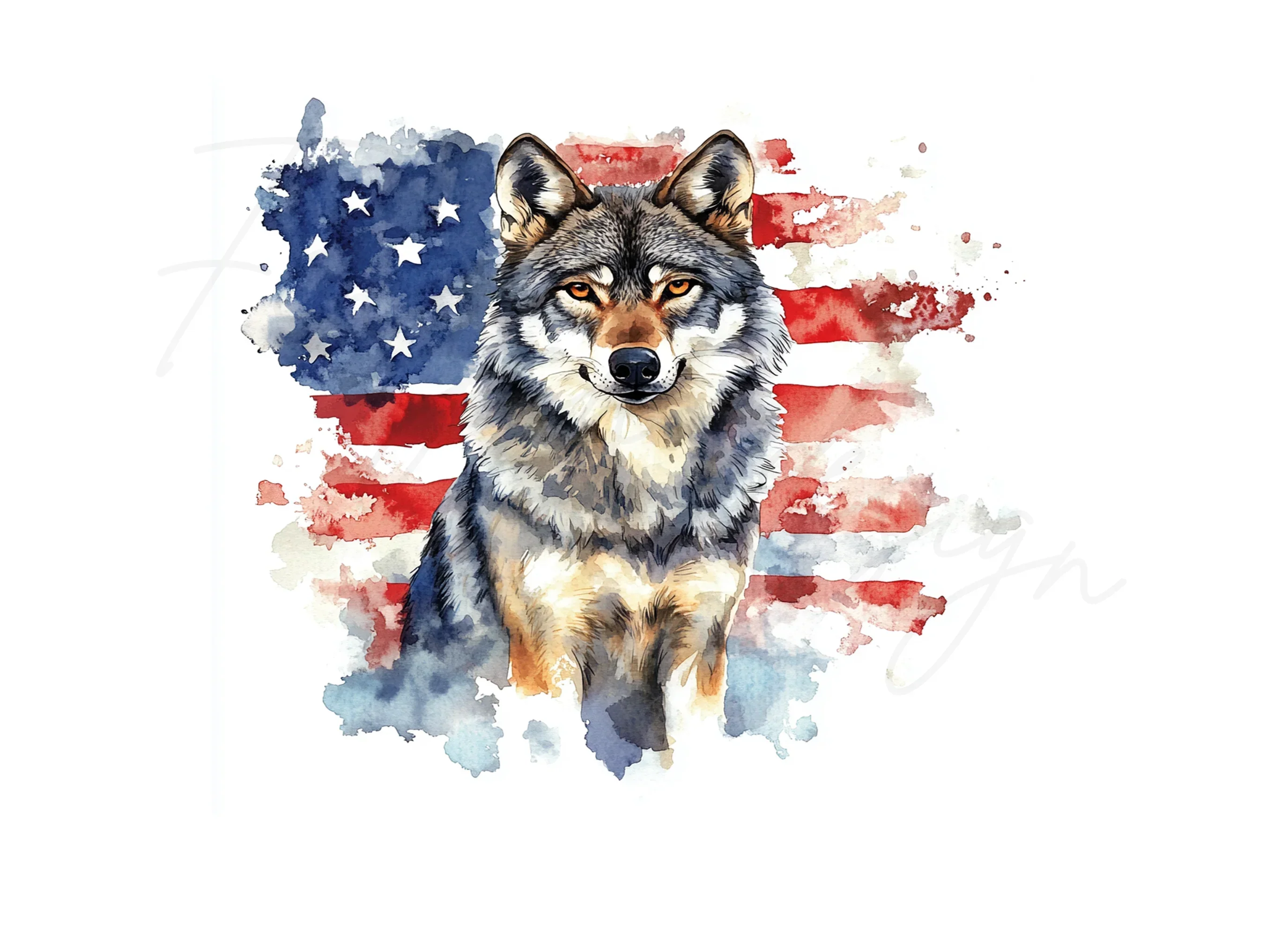 Patriotic Wolf Clipart Bundle - Image 2