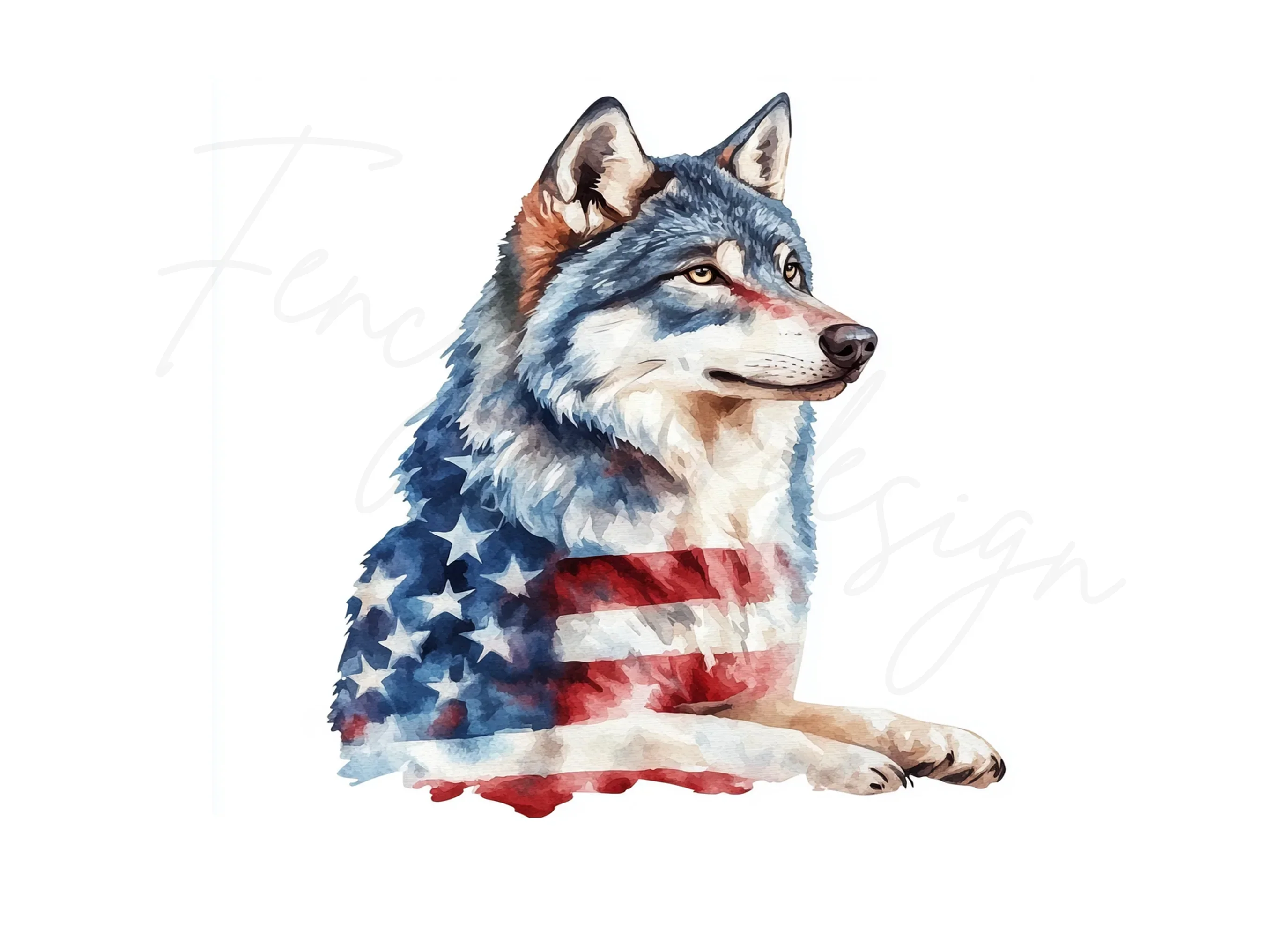 Patriotic Wolf Clipart Bundle - Image 3