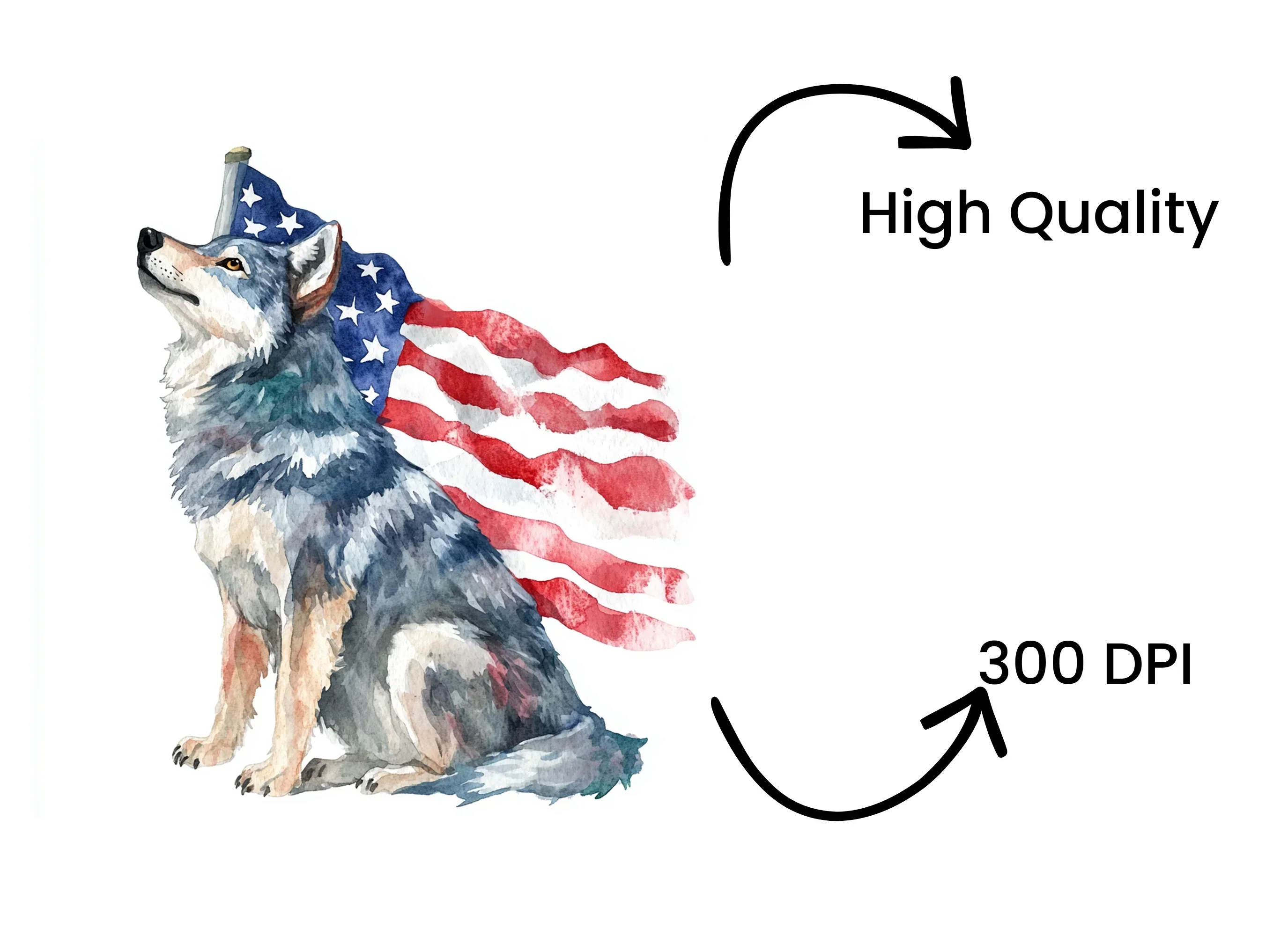 Patriotic Wolf Clipart Bundle - Image 4
