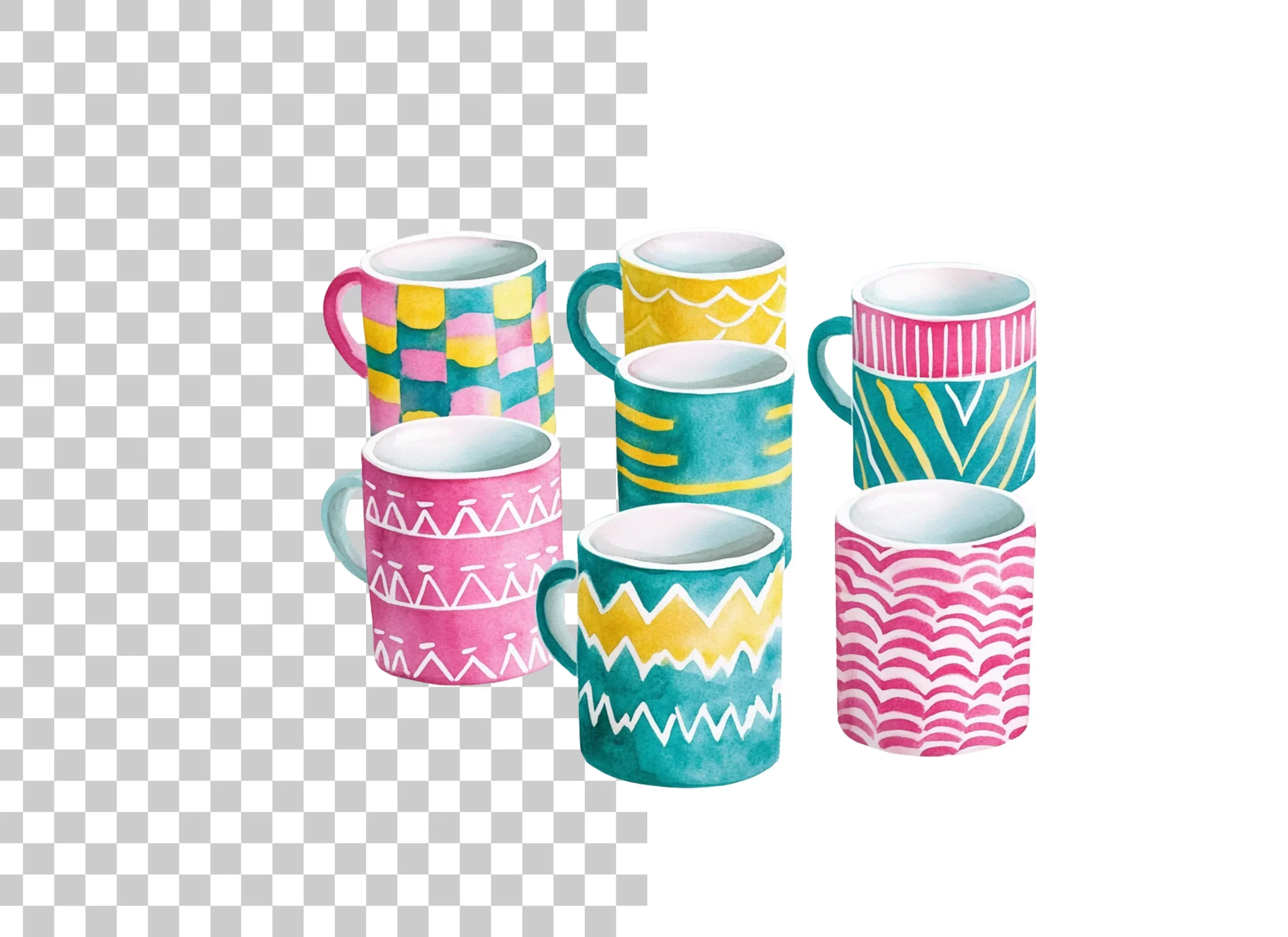 Patterned Mugs Clipart Bundle - Image 2