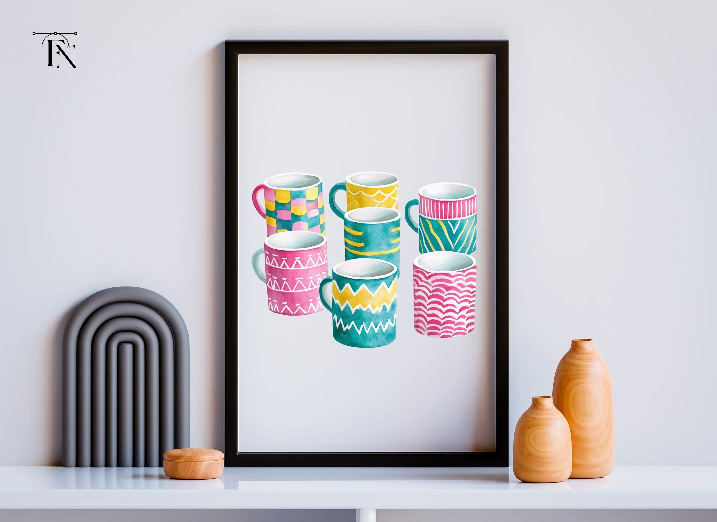 Patterned Mugs Clipart Bundle - Image 6