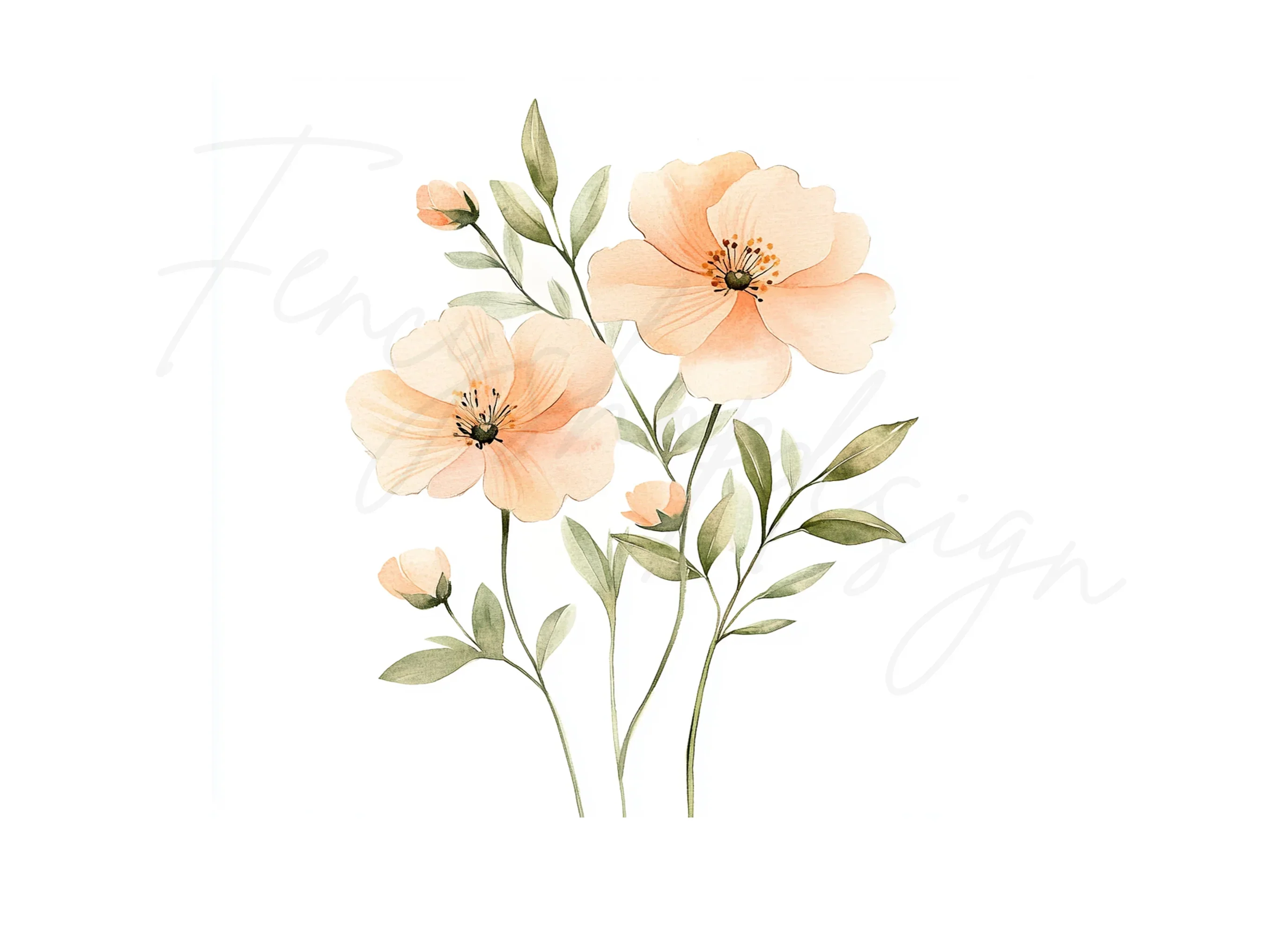 Peach Floral Clipart Bundle - Image 3
